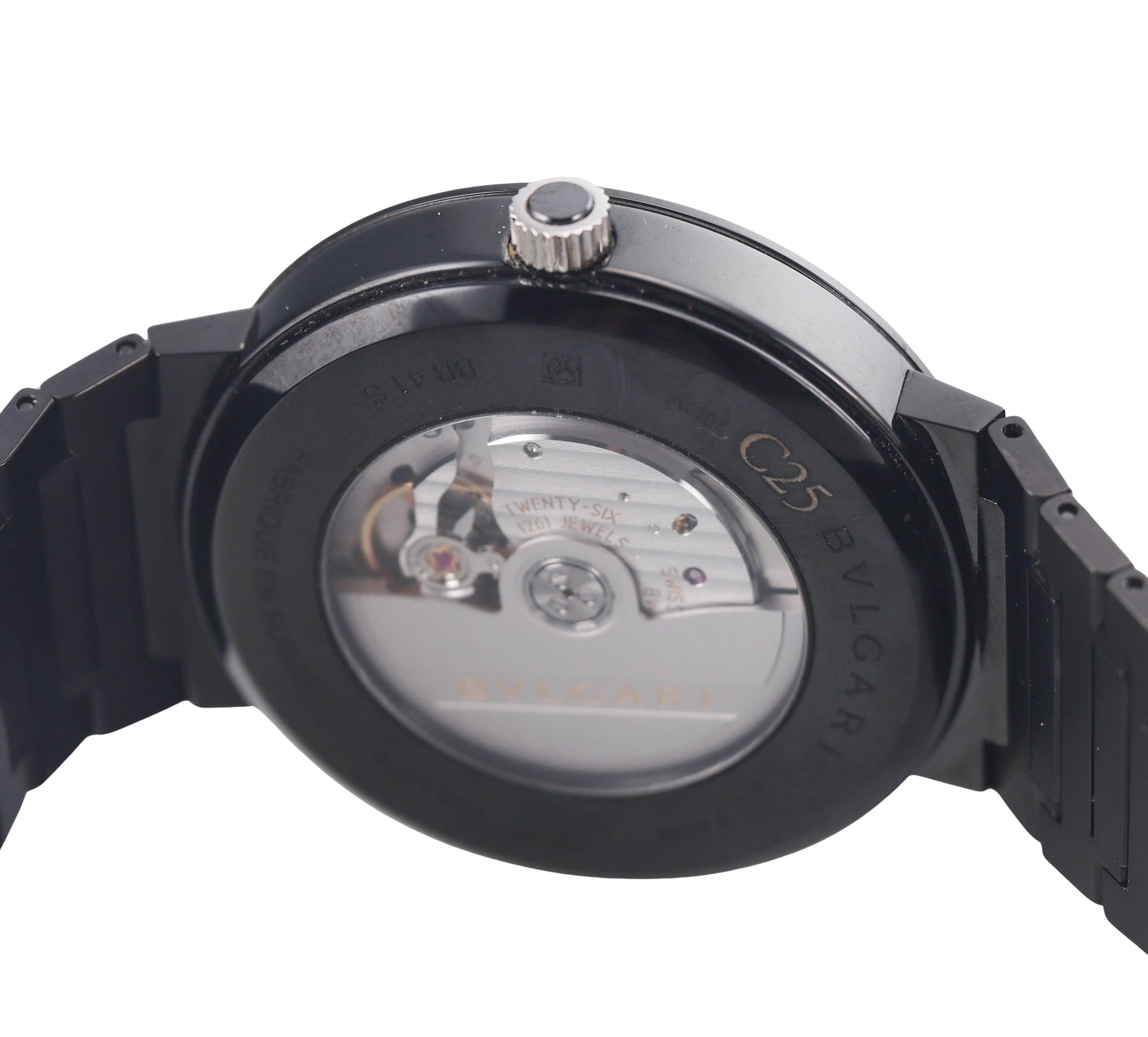 Bulgari Black Stainless Steel Automatic Watch BB 41 S