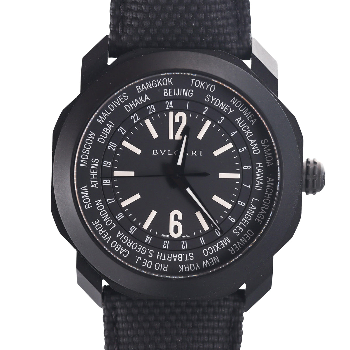 Bulgari Octo Roma World Timer Black Automatic Watch OC 41 S WT