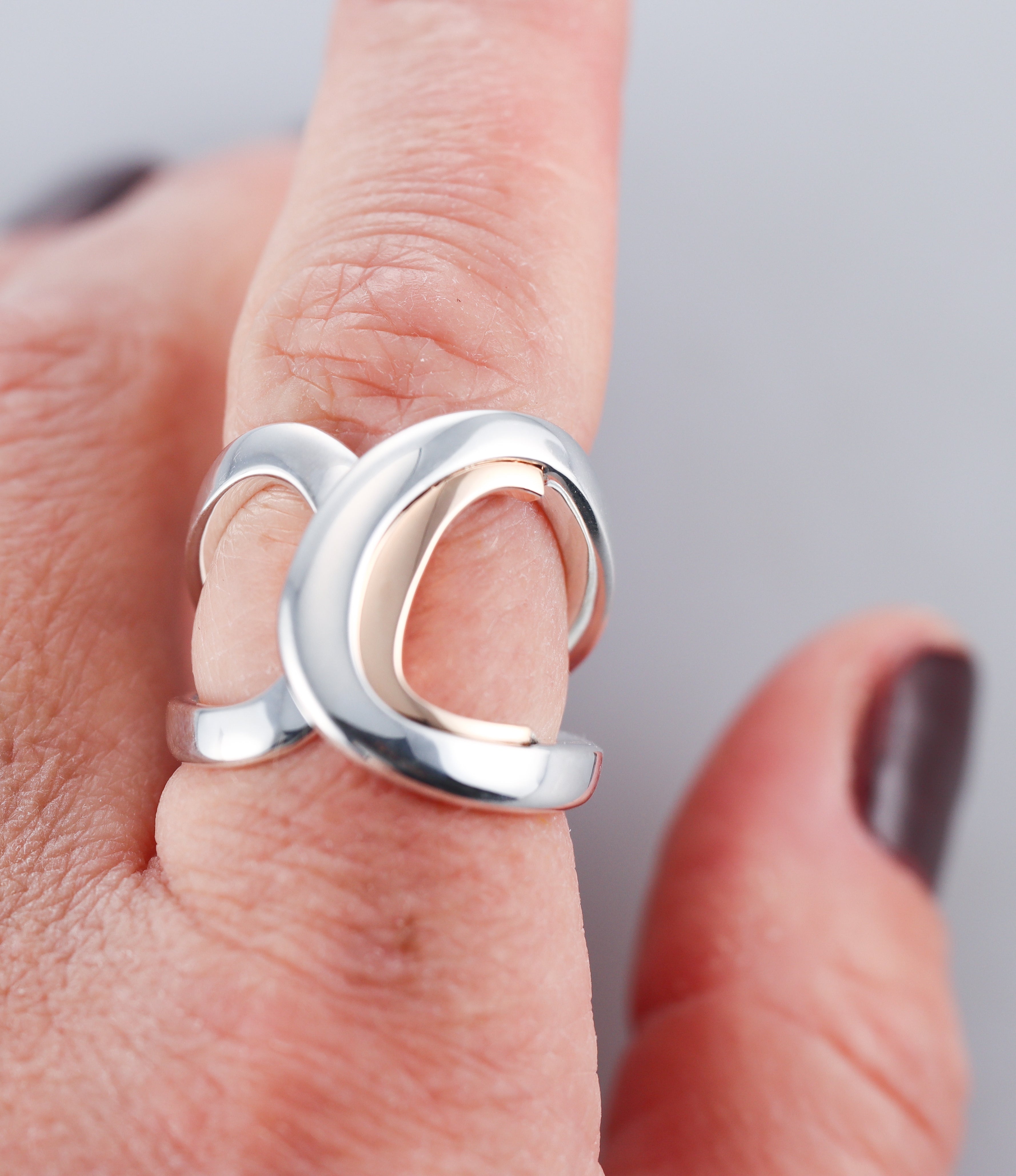 C De Christofle Sterling Silver Gilted Rose Gold Ring 6761059
