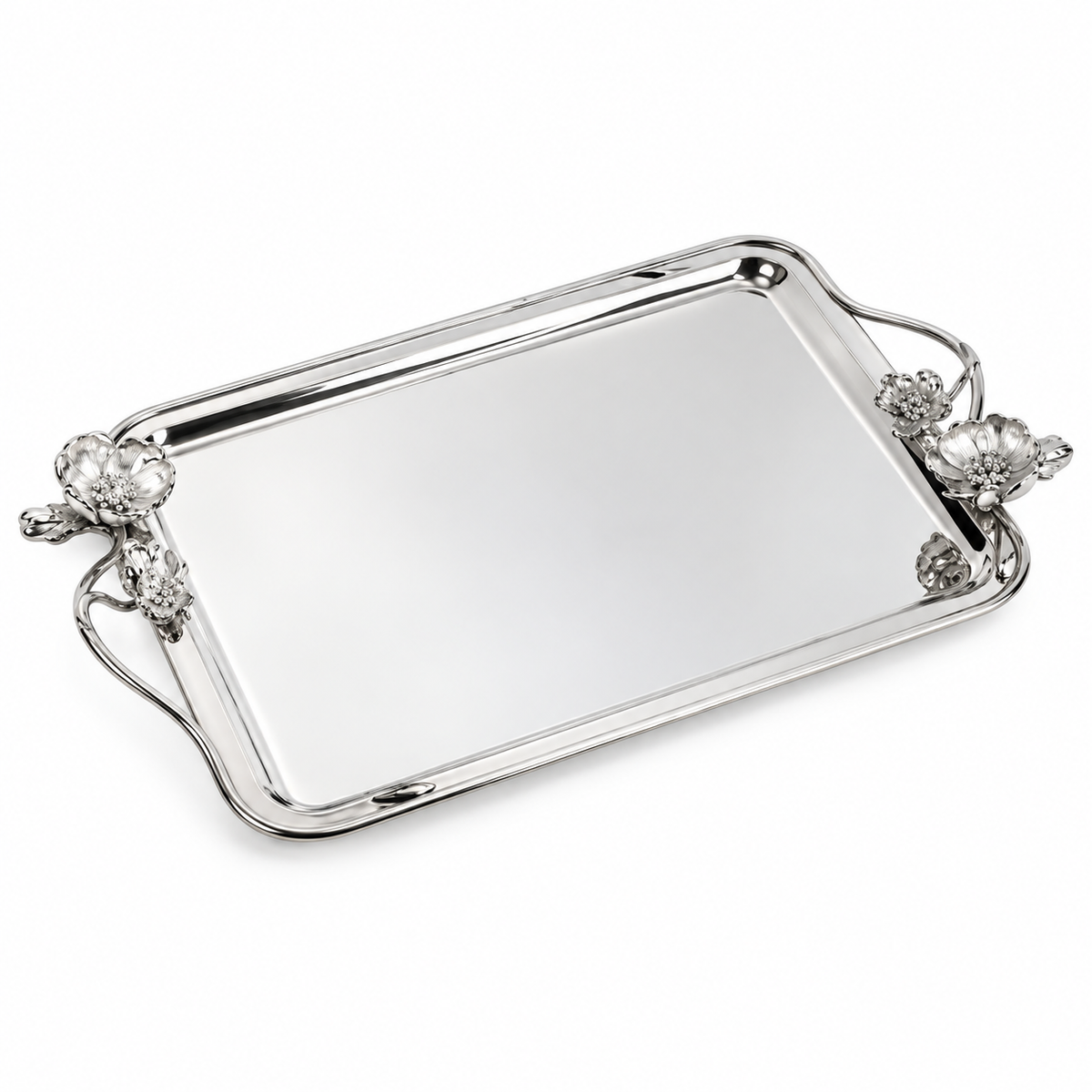 Christofle Anemone Large Silver-Plated Rectangular Tray 4200380