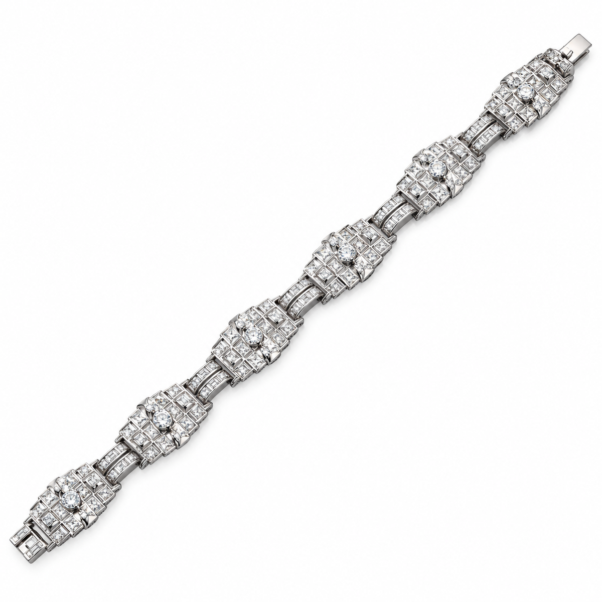 Mid Century Platinum Diamond Bracelet