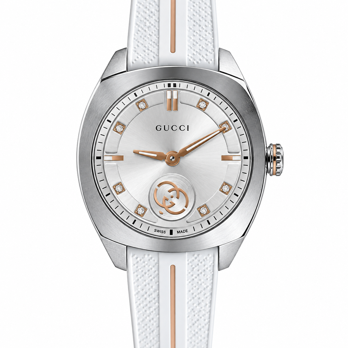 Gucci Interlocking G Diamond Silver Dial 29mm Ladies Watch YA142512