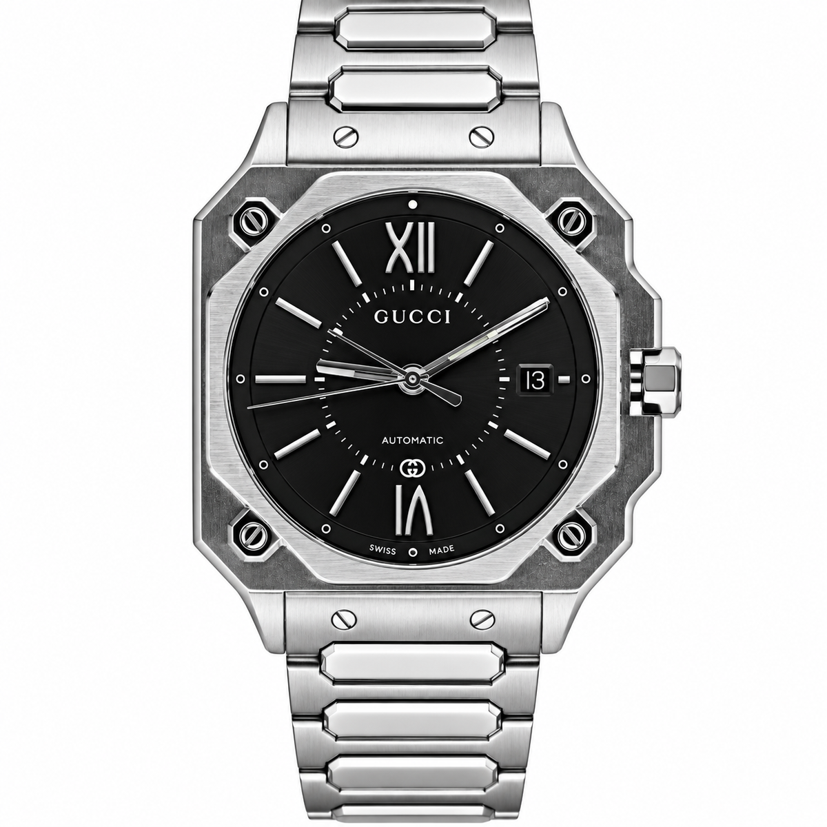Gucci G-Flat Black Dial Automatic 36mm Stainless Steel Watch YA166401