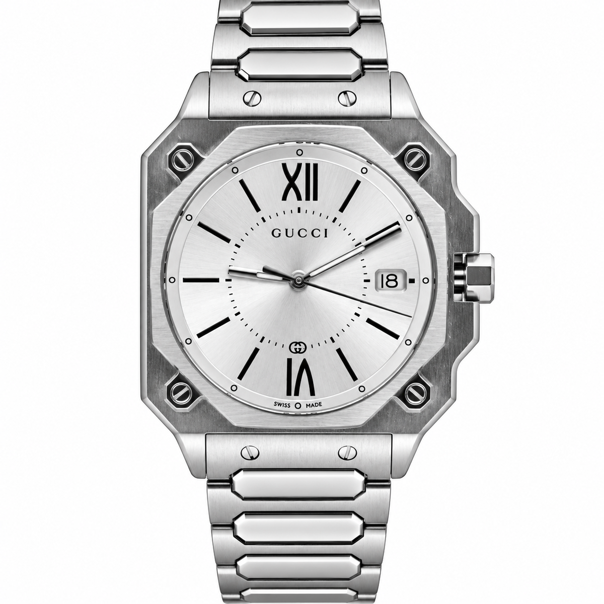 Gucci G-Flat White Dial 30mm Steel Watch YA166504