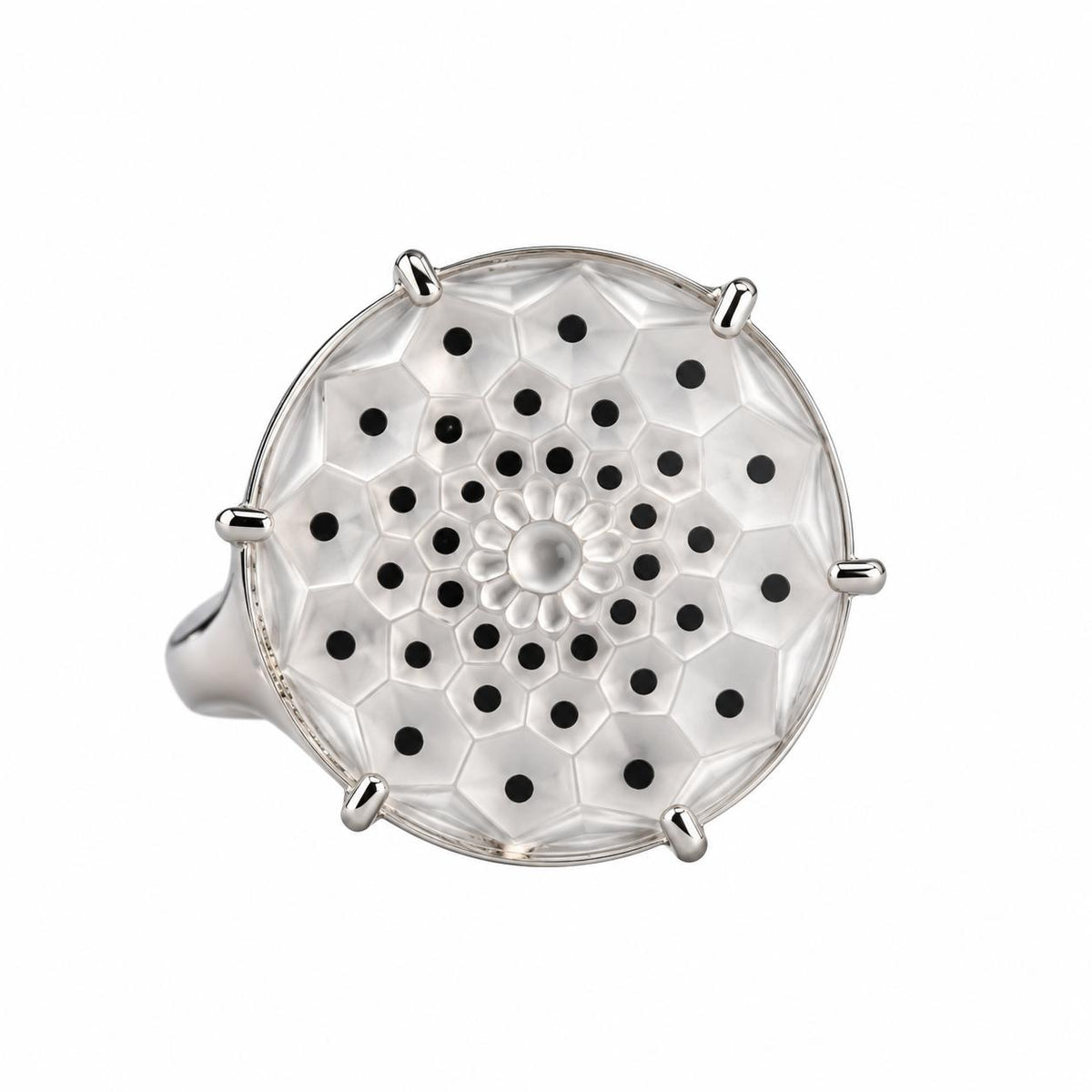 Lalique Cactus Clear Crystal Sterling Silver Ring 10273400