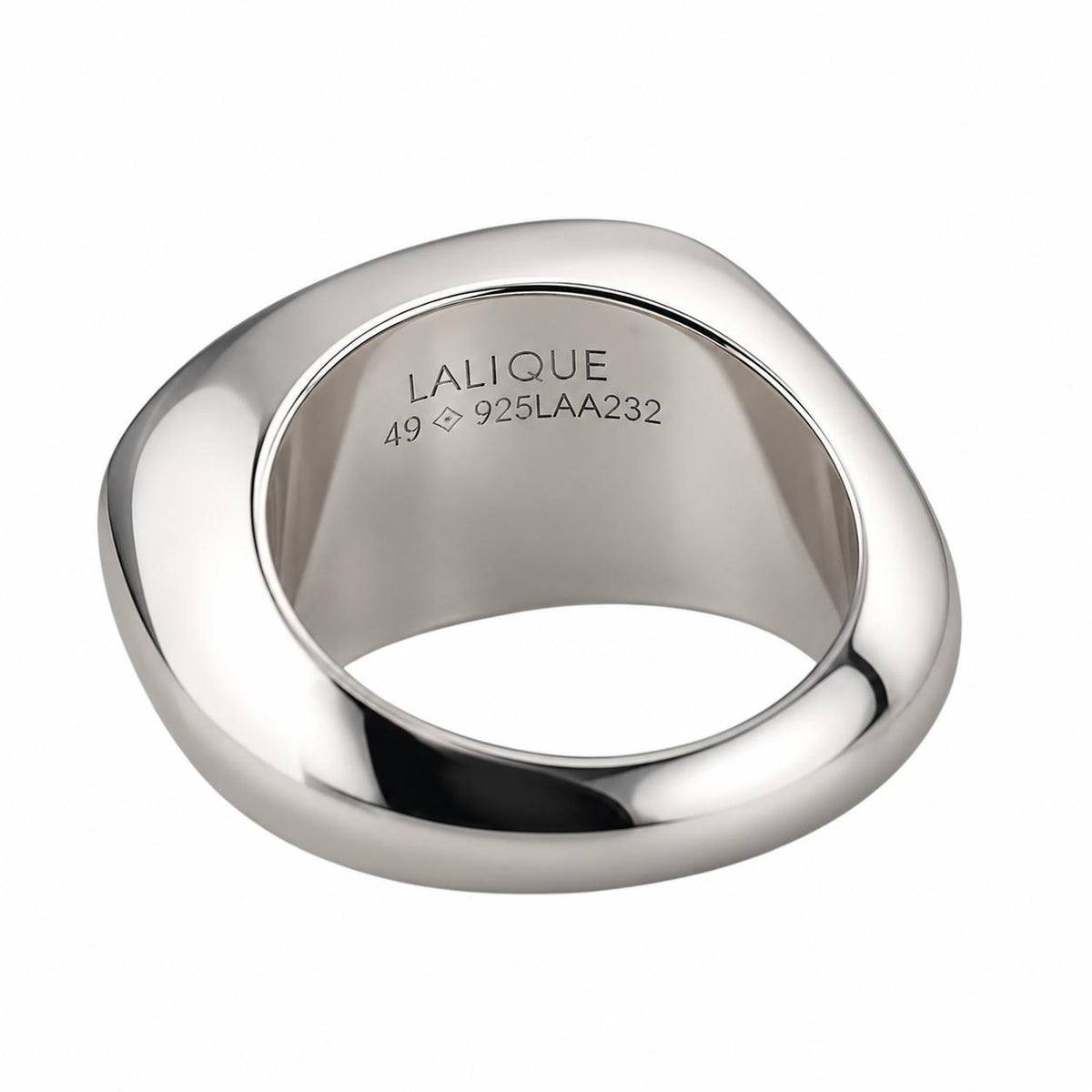 Lalique Petillante Cabochon Black Crystal Sterling Silver Ring 10284200