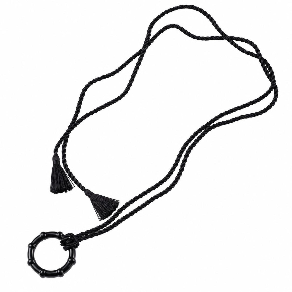 Lalique Soulmates Black Crystal Ring Pendant Cord Necklace 10318100