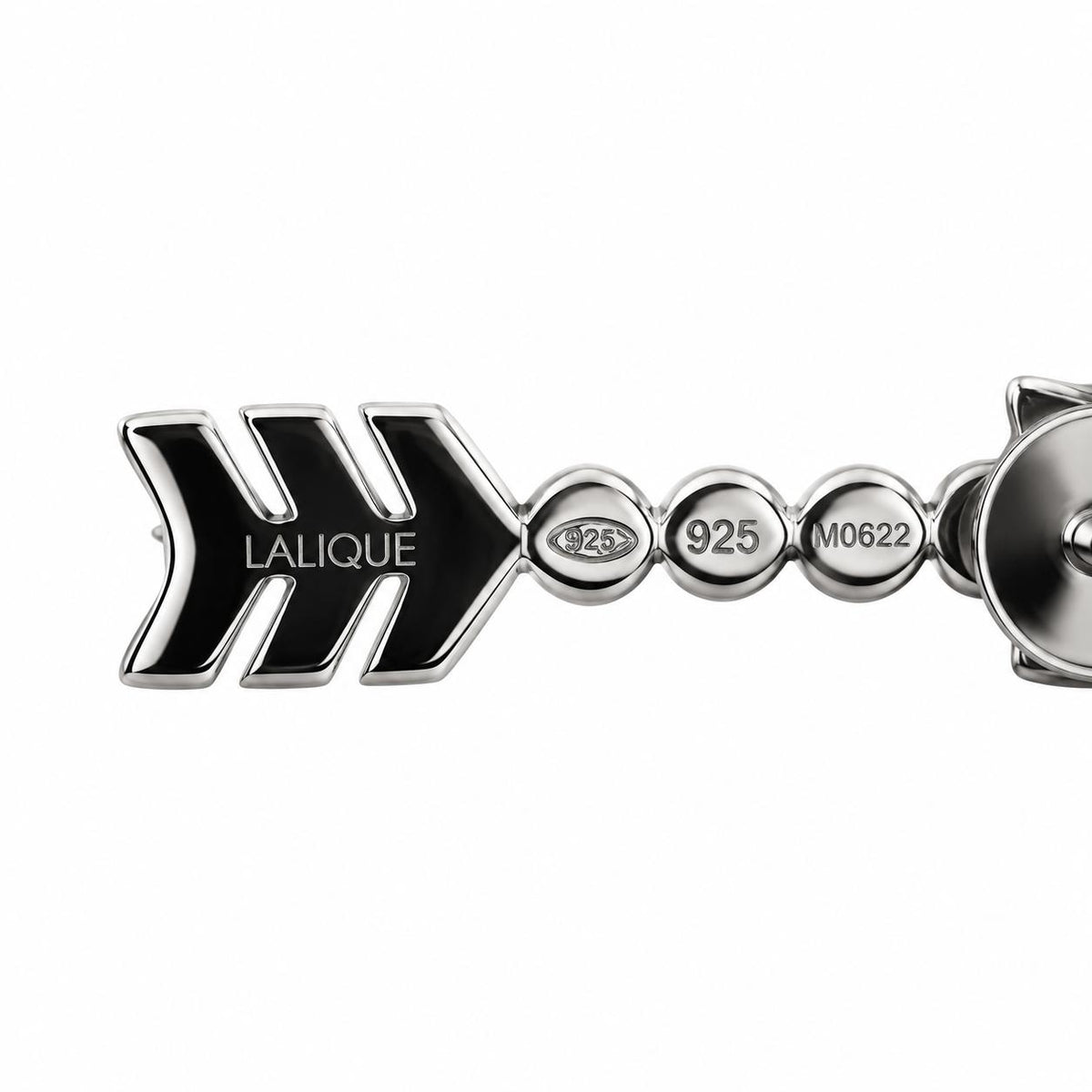 Lalique Eros Arrow Black Crystal Sterling Silver Earrings 10320700