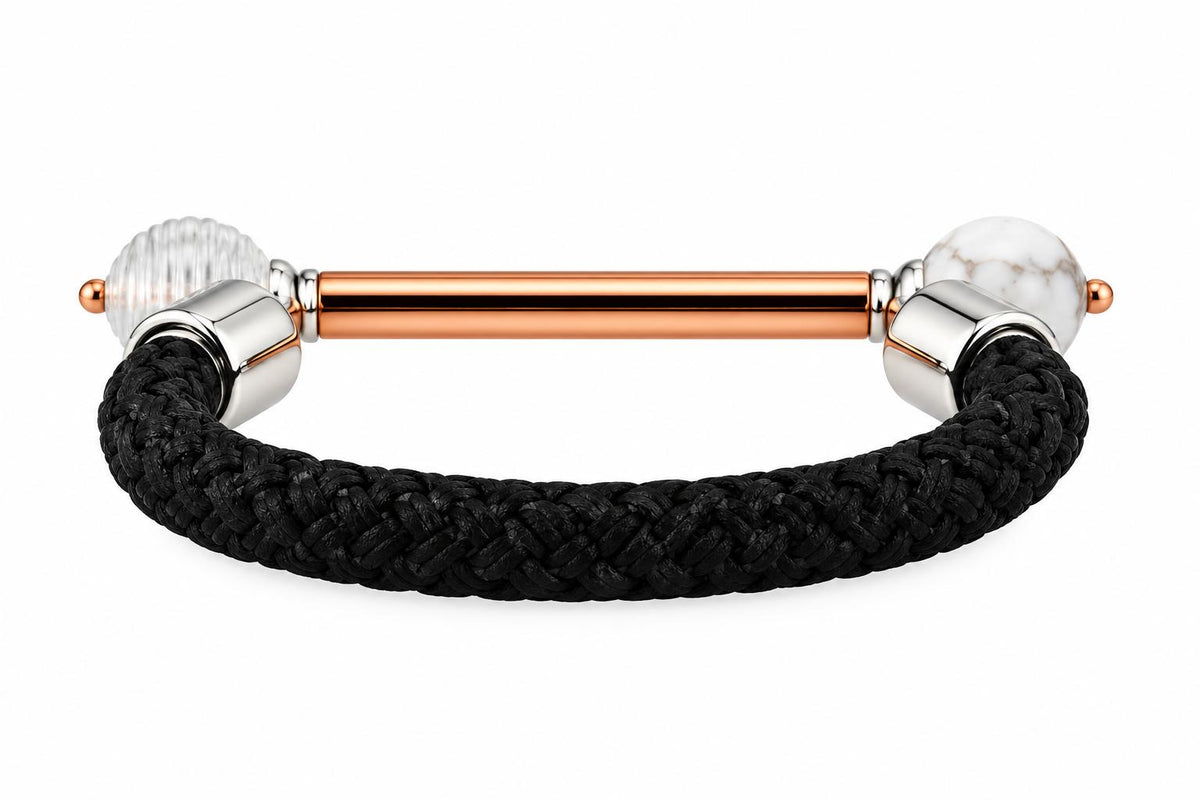 Lalique 1928 Clear Crystal Marble Silver Gold Plated Cord Bracelet 10583100