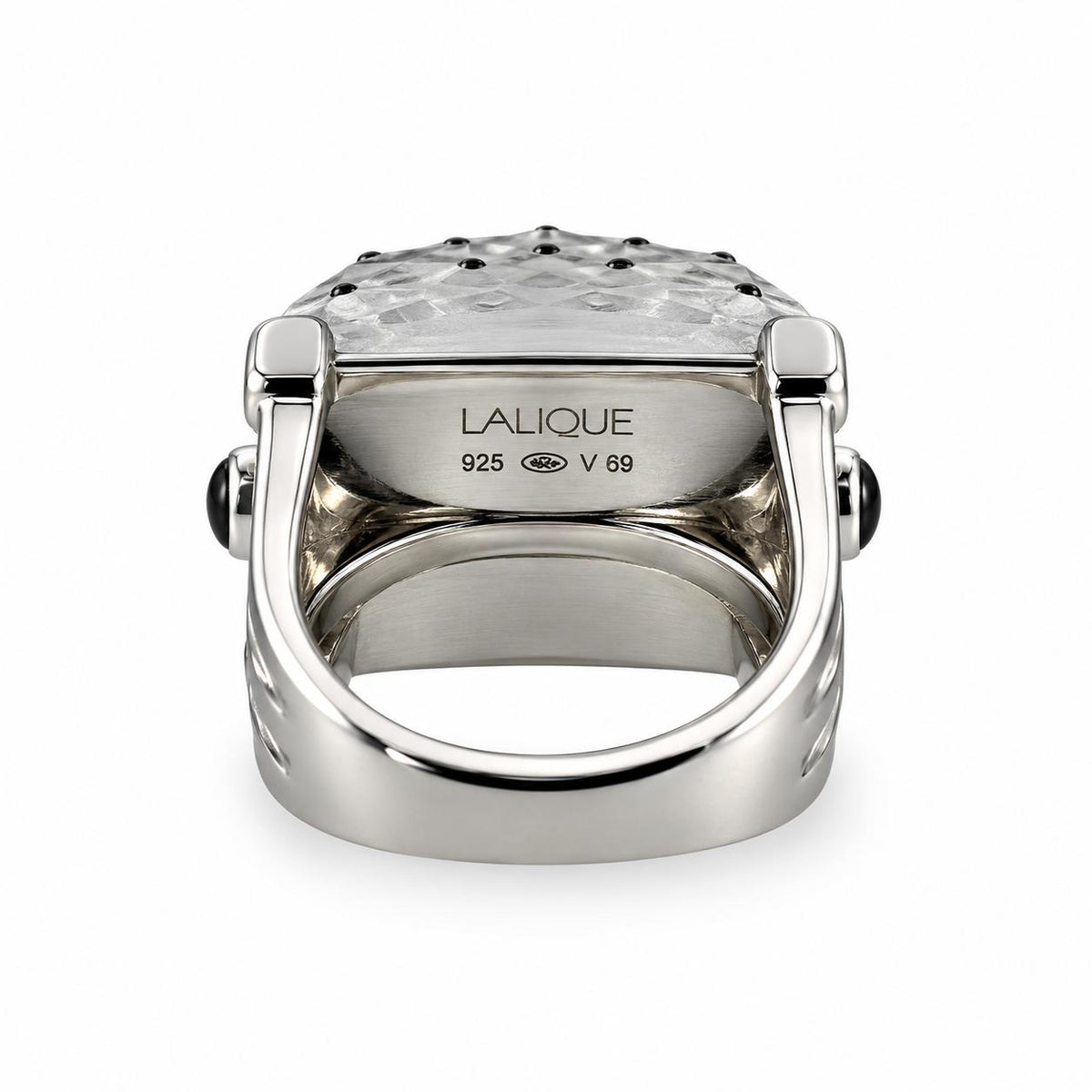 Lalique Cactus Clear Crystal Sterling Silver Ring 10451000