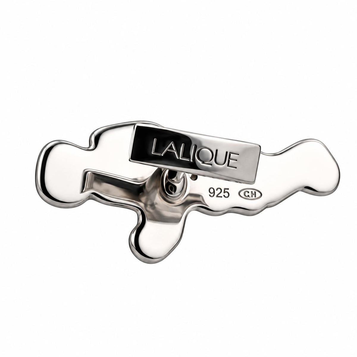 Lalique Dancing Elephant Bugatti Black Crystal Silver Cufflinks 10343800