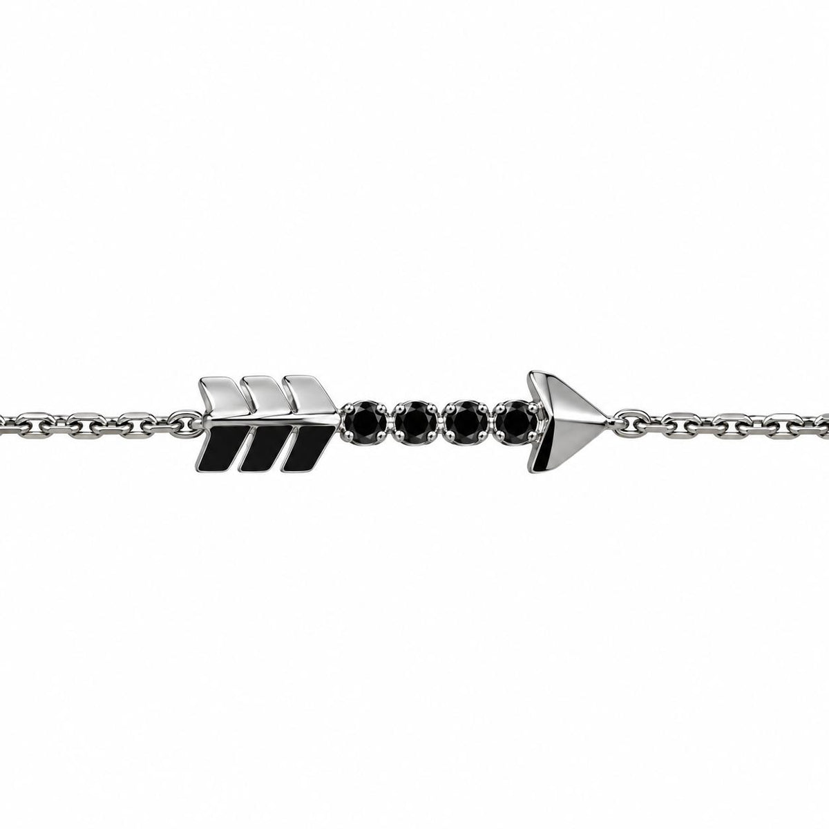 Lalique Eros Arrow Black Crystal Sterling Silver Bracelet 10320900