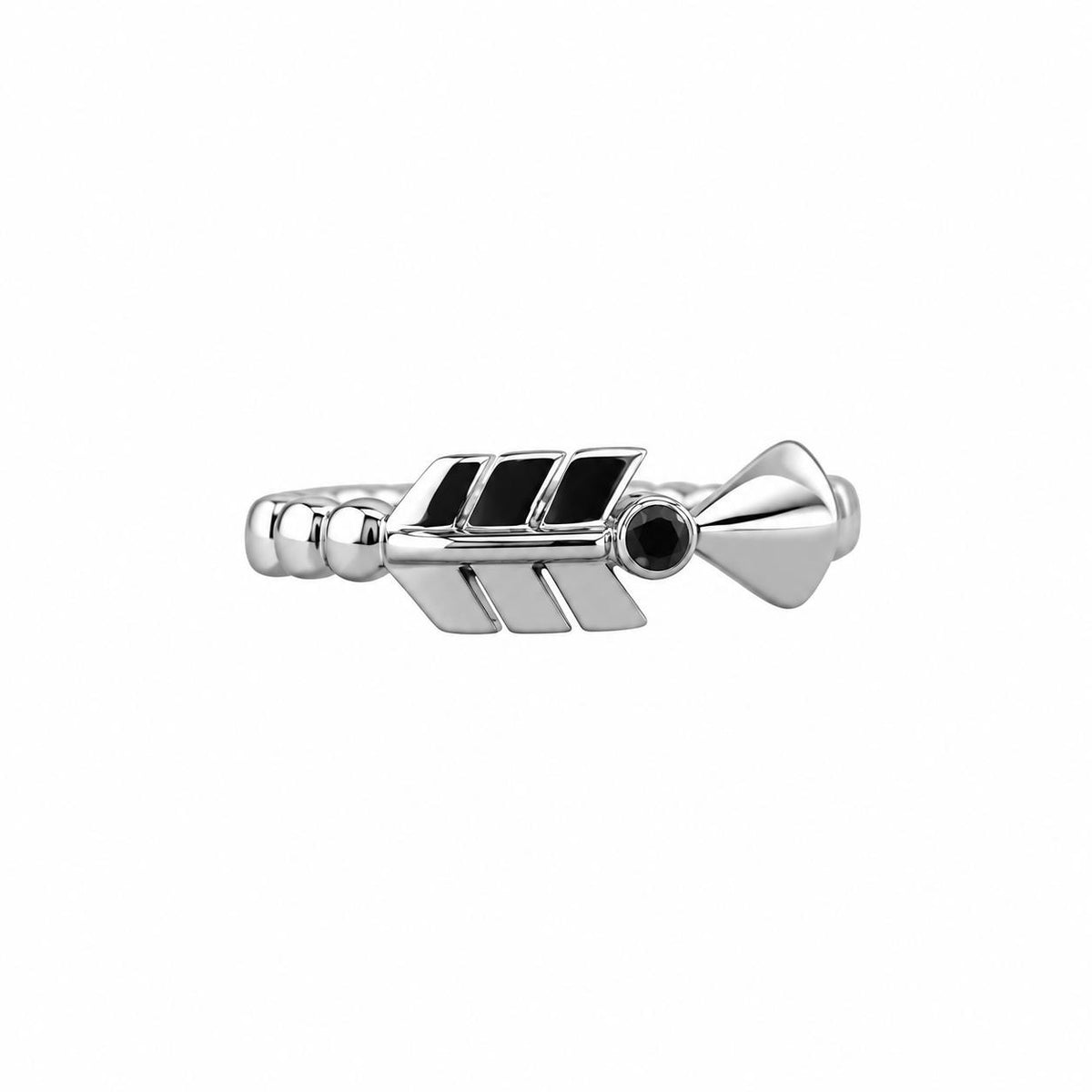 Lalique Eros Arrow Black Crystal Sterling Silver Ring 10321000