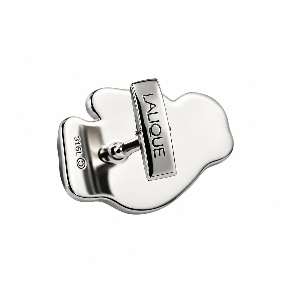 Lalique Bear & Bull Black Crystal Sterling Silver Cufflinks 10343600