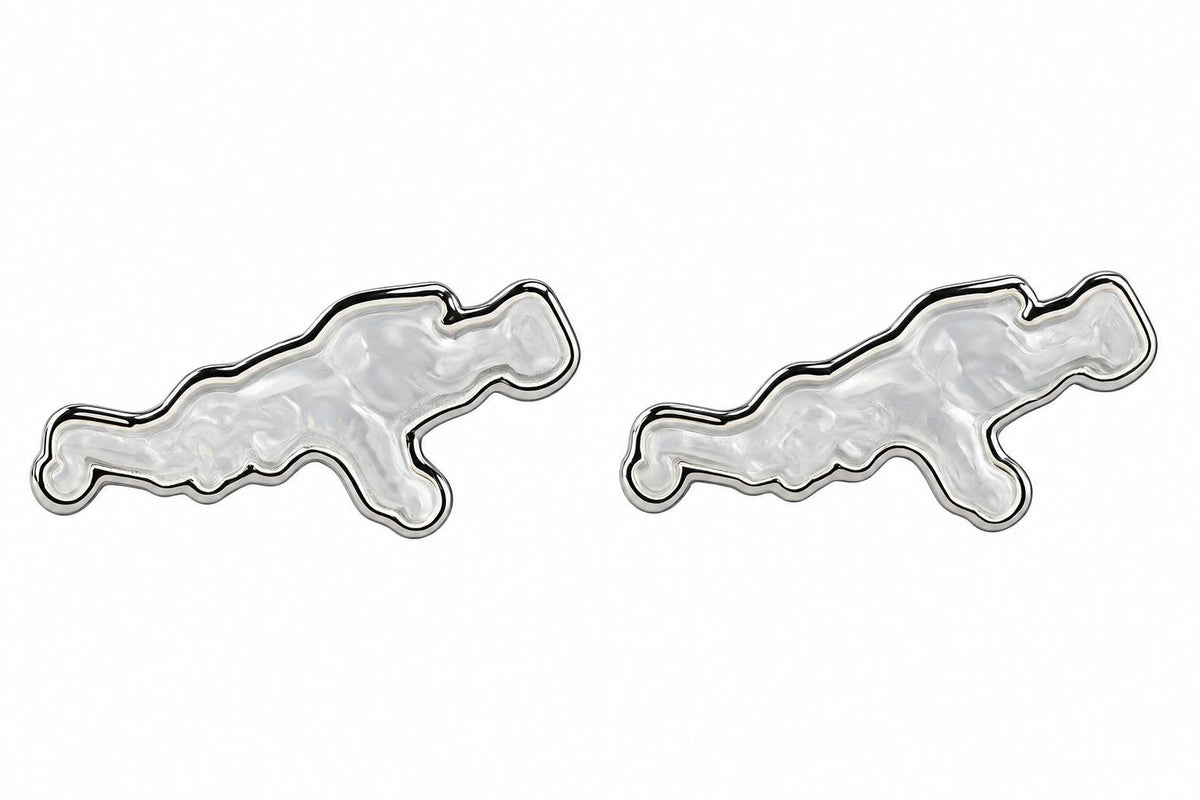 Lalique Dancing Elephant Bugatti Clear Crystal Silver Cufflinks 10343700