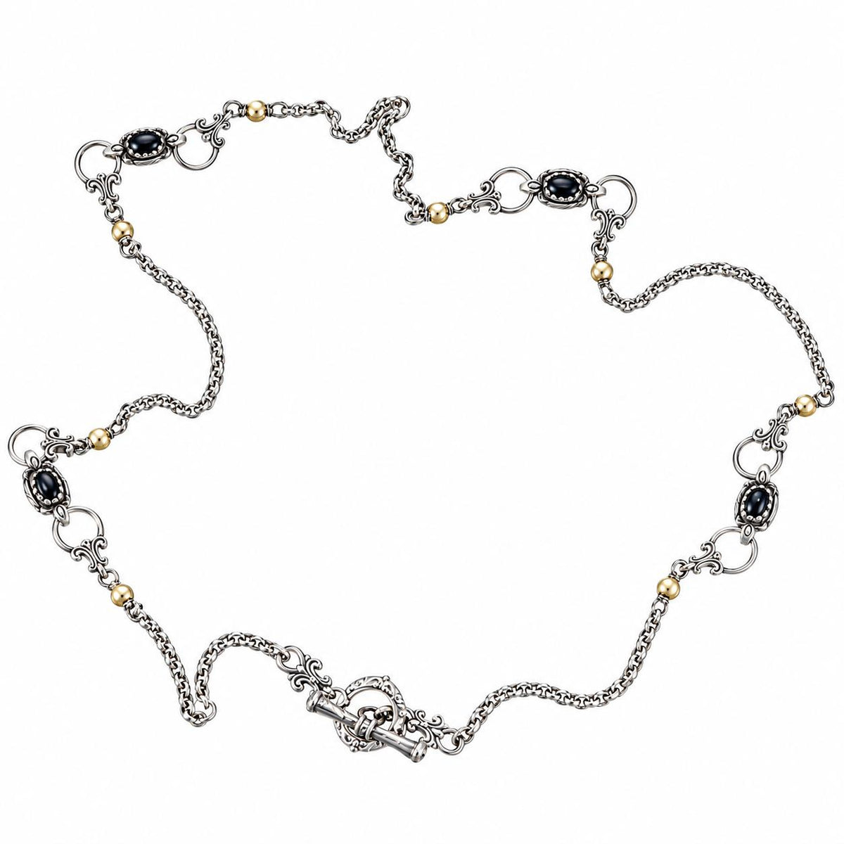 Konstantino Aspasia 18k Yellow Gold Sterling Onyx Necklace