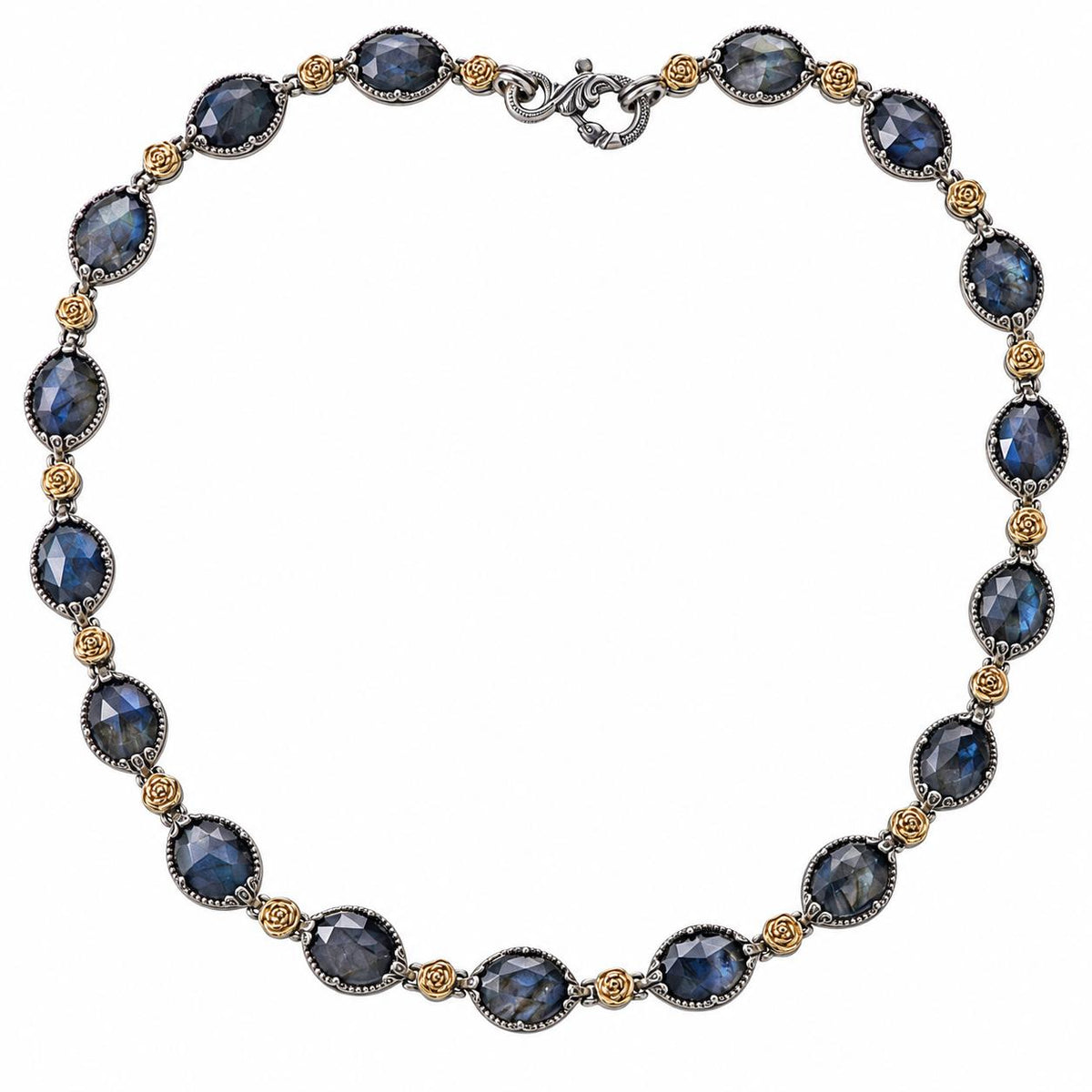Konstantino Cassiopeia Silver Gold Spectrolite Necklace