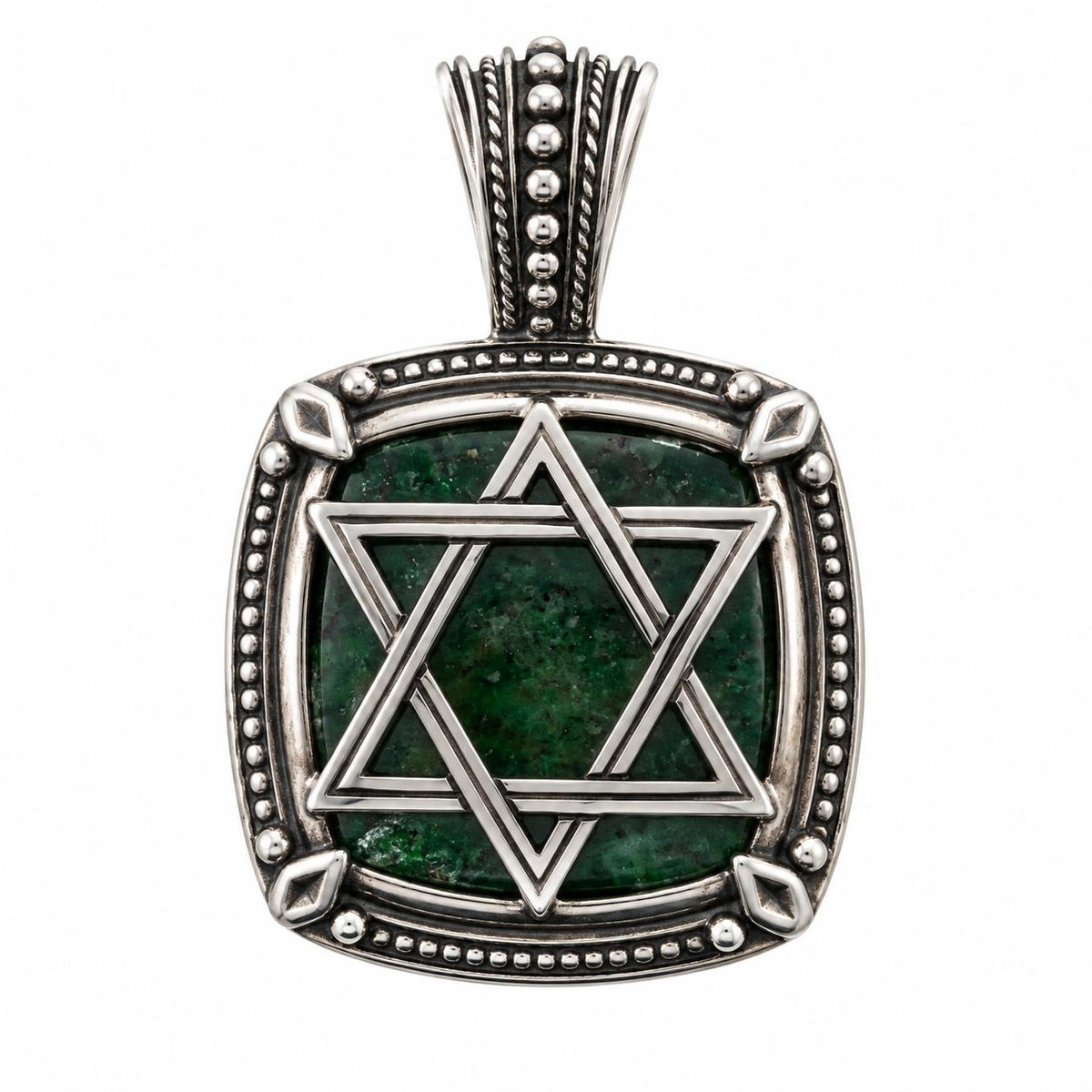 Konstantino Heonos Gold Silver Star of David Aventurine Pendant