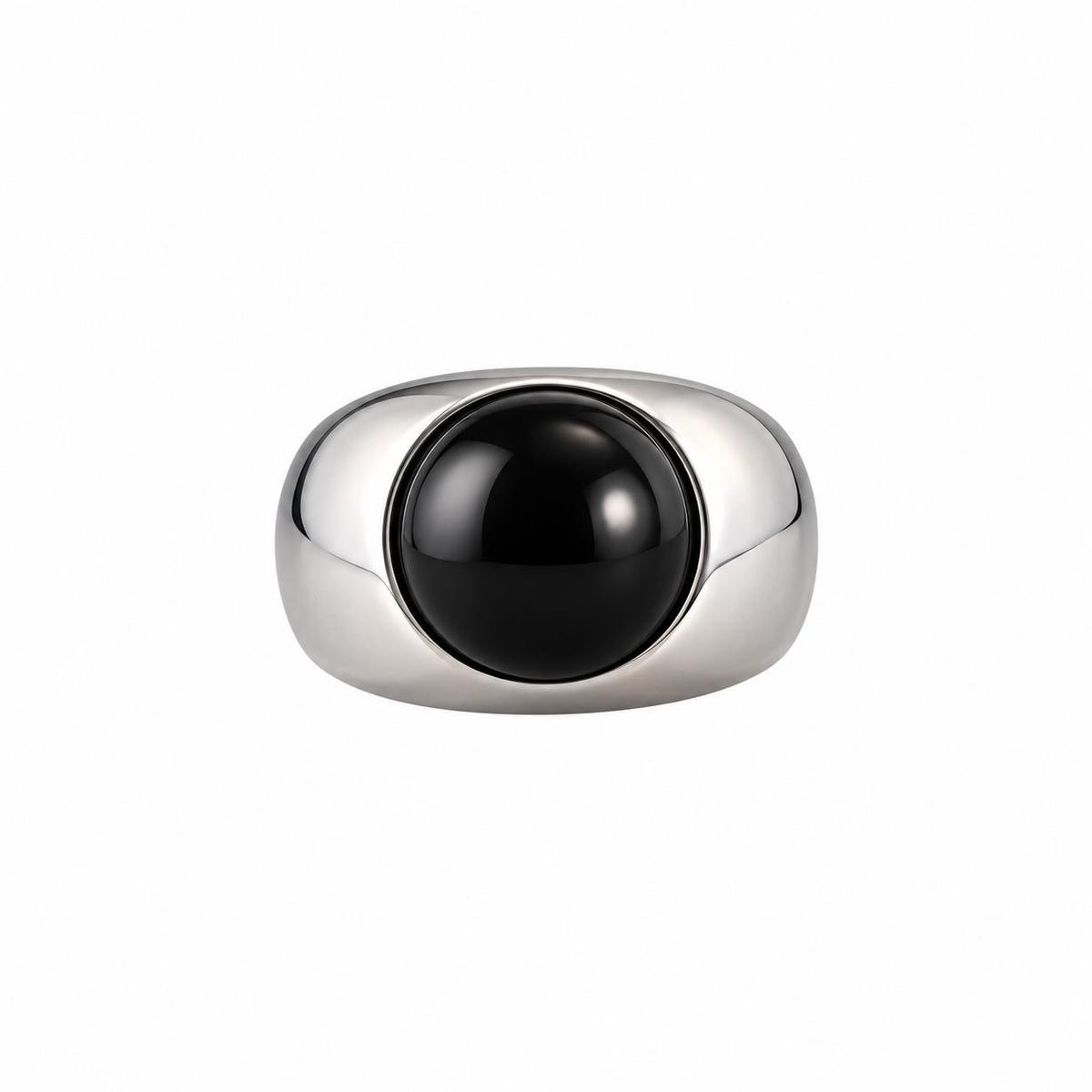 Lalique Cabochon Black Crystal Sterling Silver Ring 6680051
