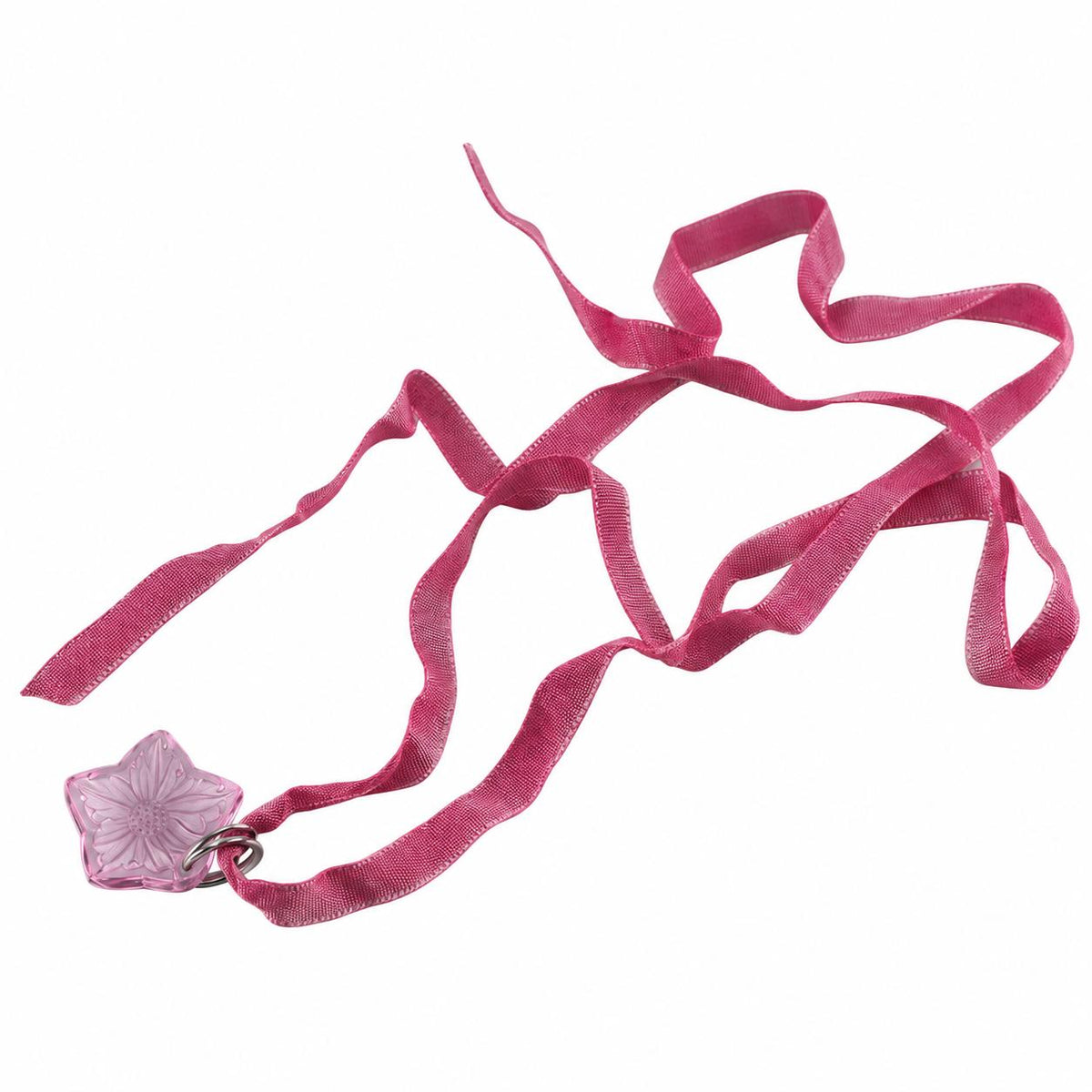 Lalique Carambola Pink Crystal Cord Pendant Necklace 6740200
