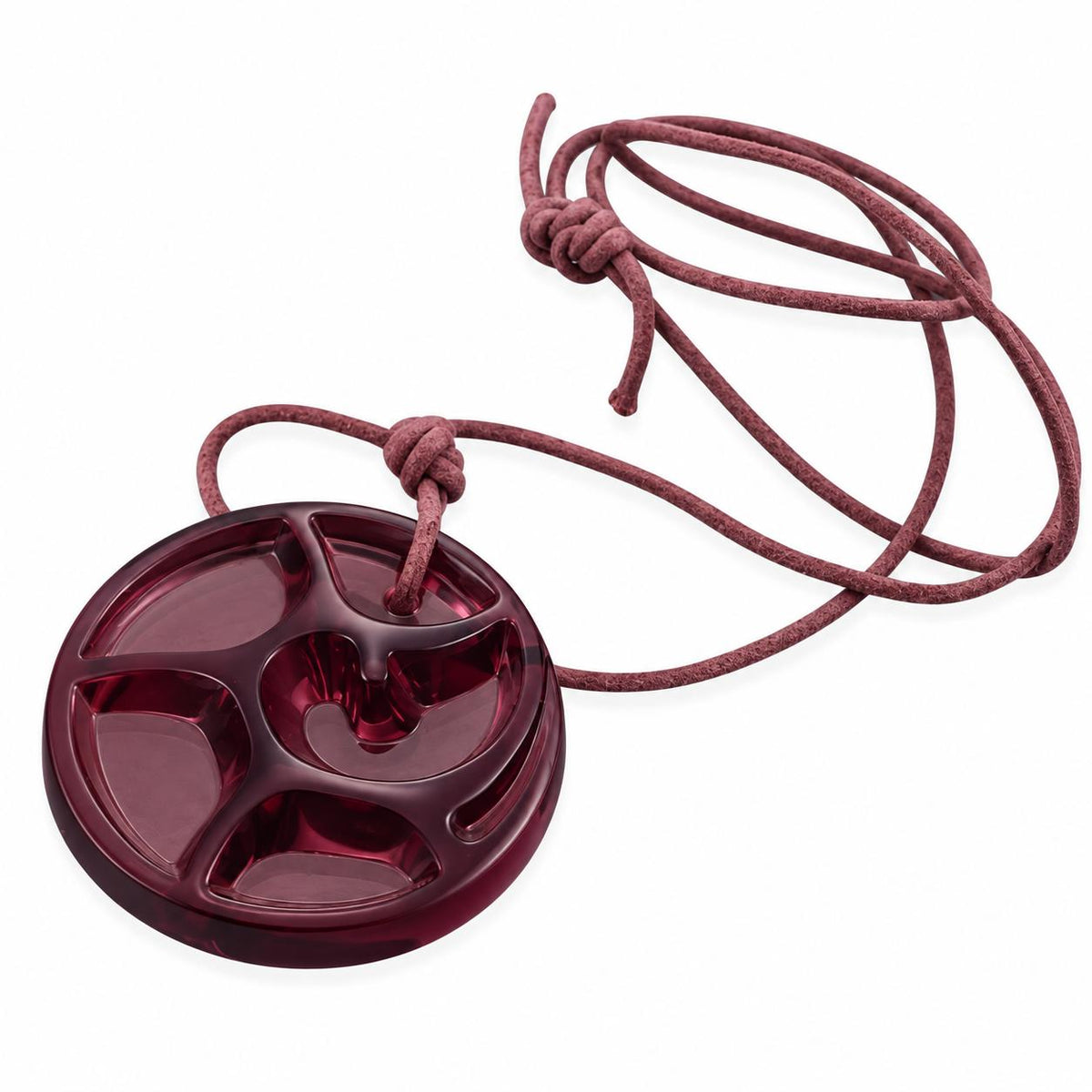 Lalique Tourbillons Swirl Purple Crystal Pendant Cord Necklace 7740500