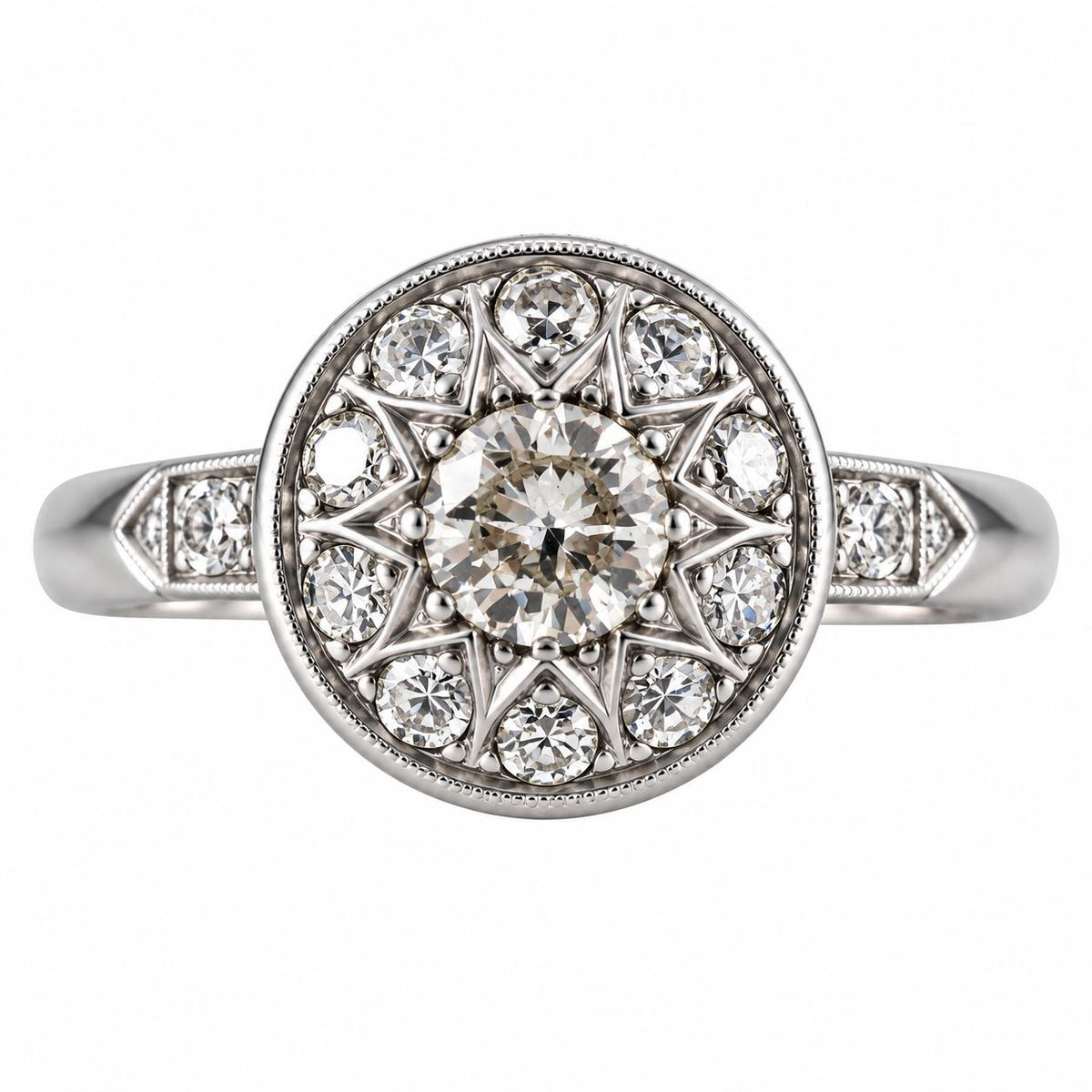 Mid Century 14k White Gold Diamond Ring