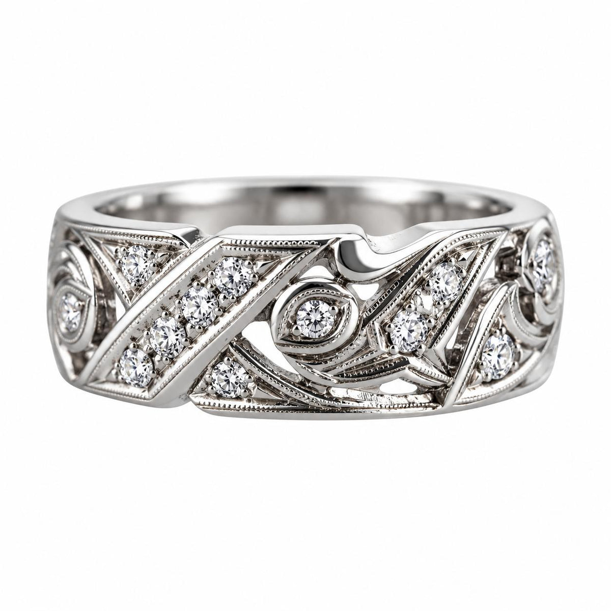 Mid Century 14k Gold Diamond Eternity Band Ring