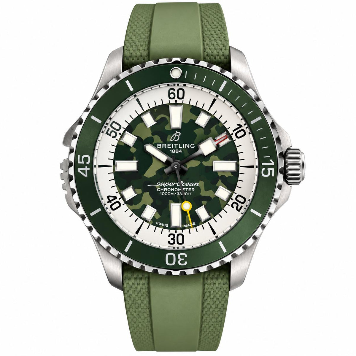 Breitling Superocean Automatic 46 Super Diver Titanium Khaki Green Watch E10379