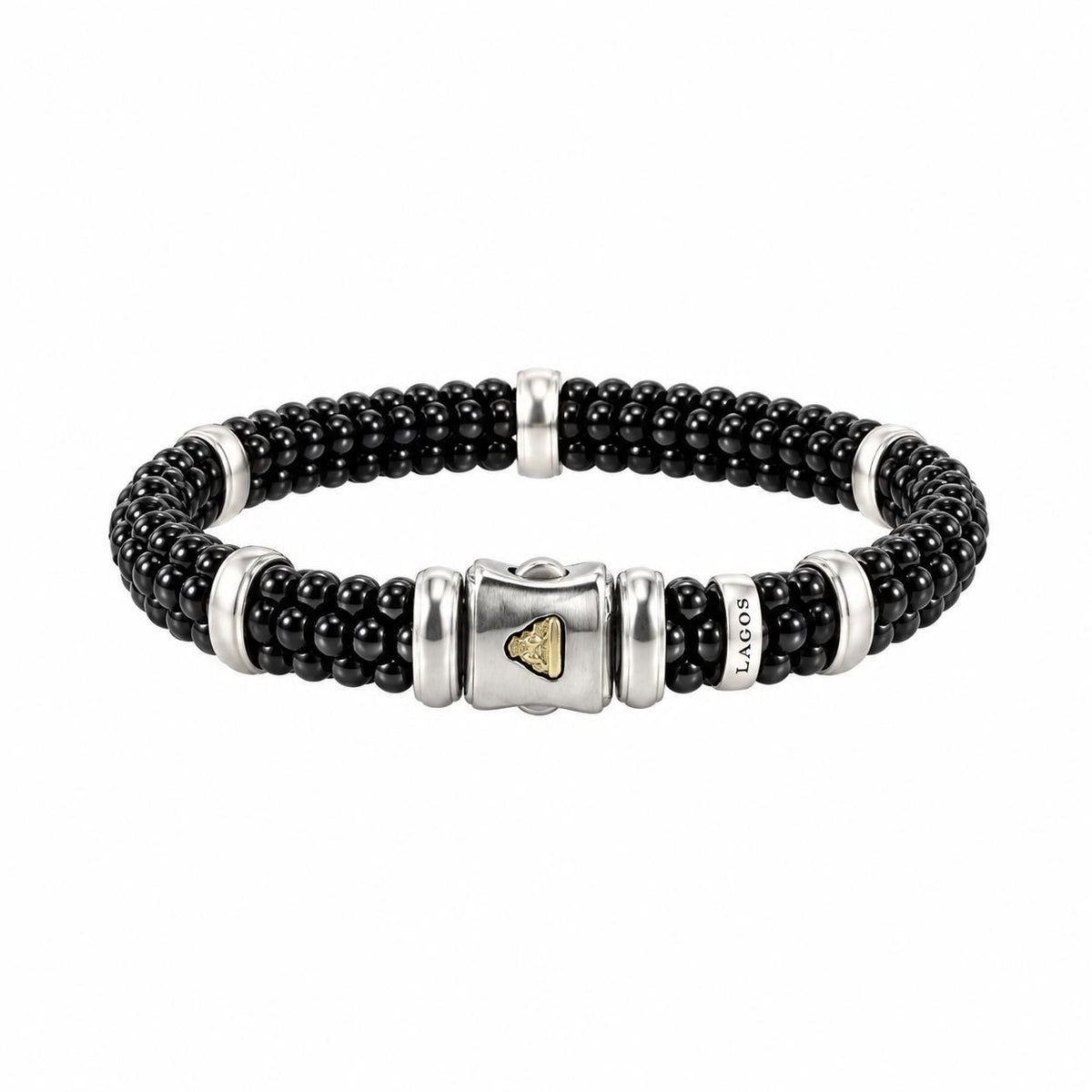 Lagos Caviar 18K Gold Sterling Silver Black Ceramic Bracelet
