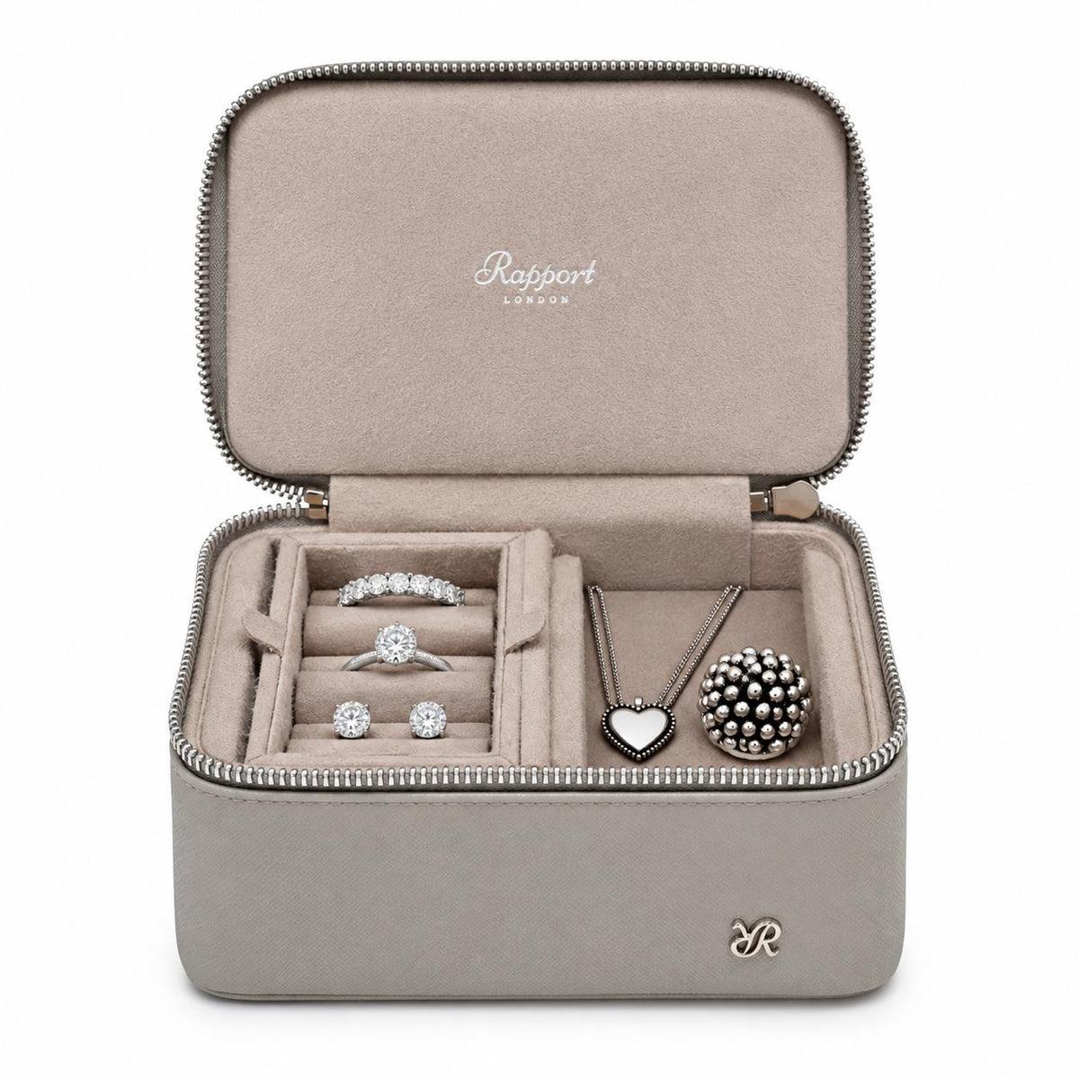 Rapport London Via Leather Watch & Accessory Zip Case in Grey