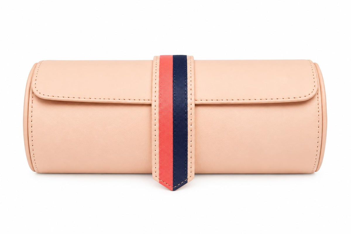 Rapport London X La Californienne Vegan Leather Three-Watch Roll in Red/Navy
