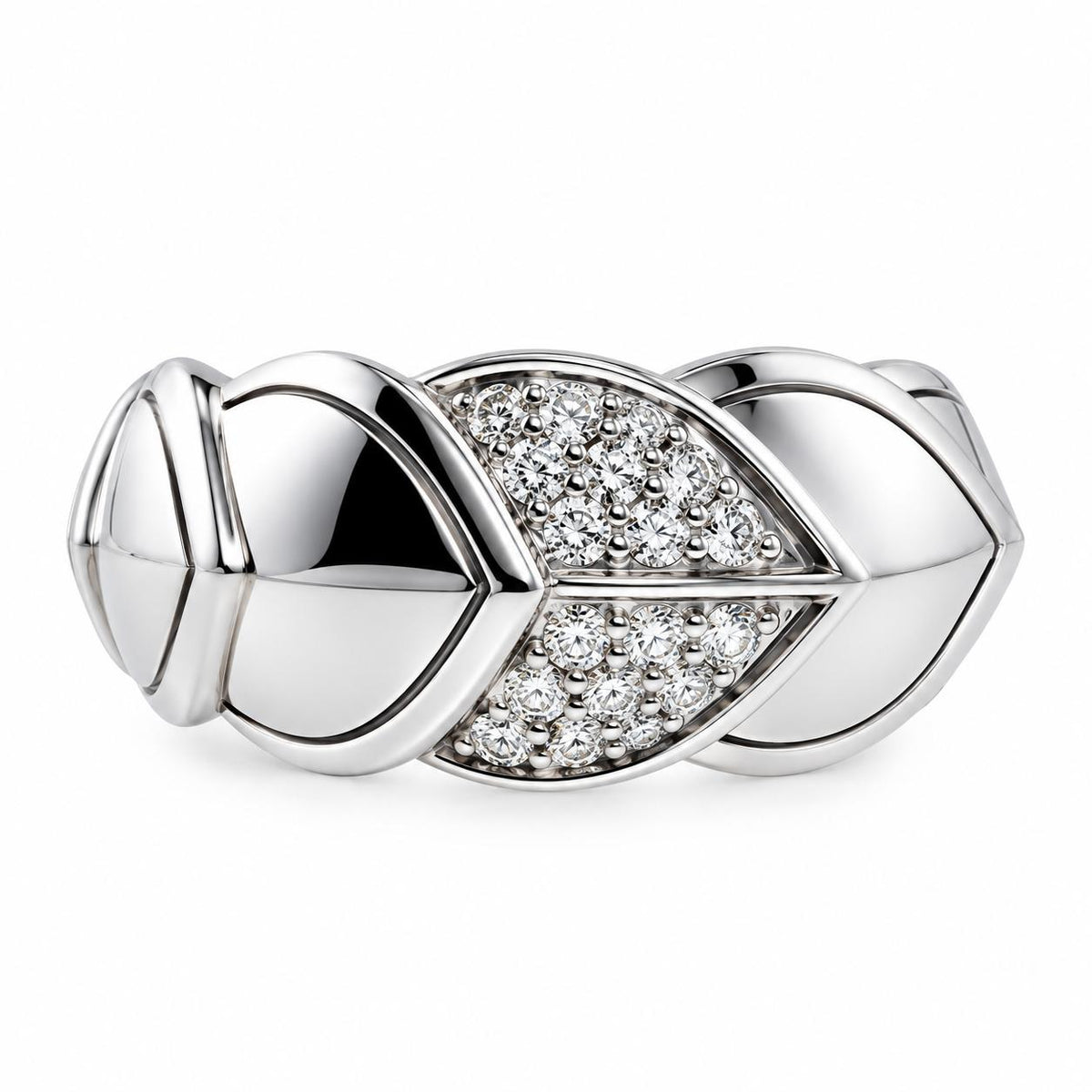 John Hardy Legends Naga Sterling Silver Diamond Ring OG-2493