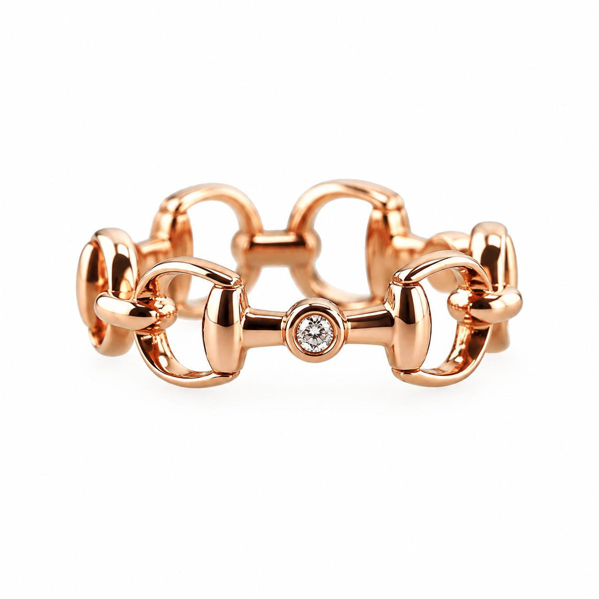 Gucci Horsebit Mini 18K Rose Gold Diamond Band Ring