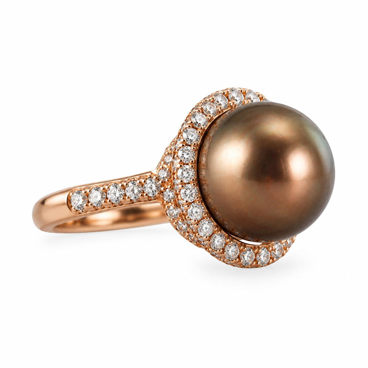 18k Gold Tahitian South Sea Pearl Diamond Ring