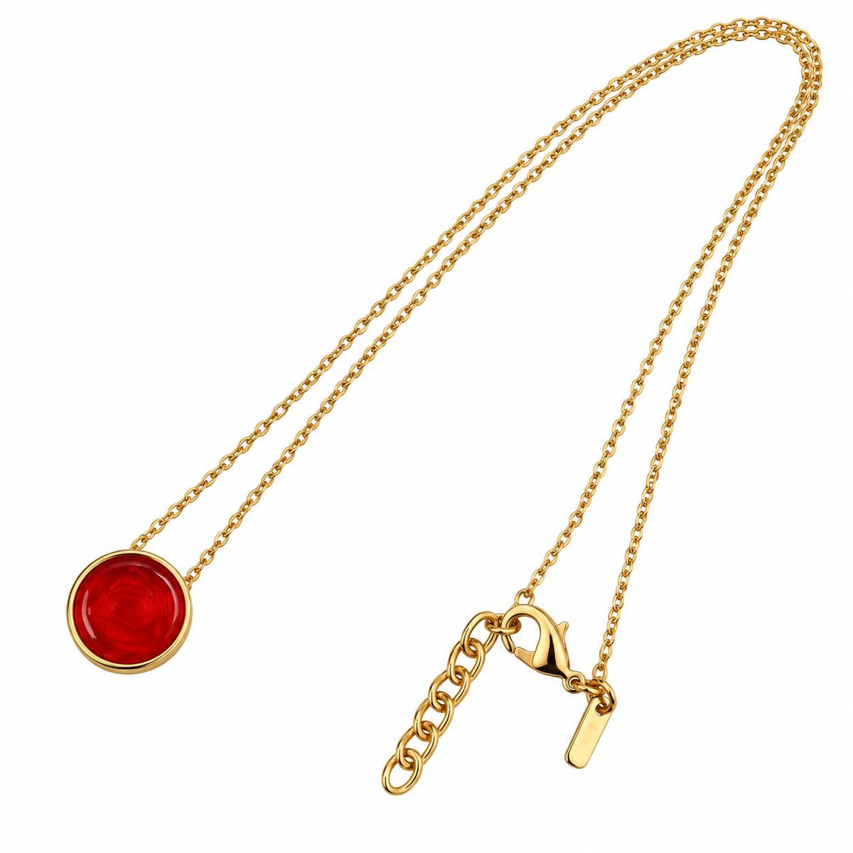 Lalique Pivoine Peony Flower Red Crystal Gold Plate Pendant Necklace 10706000