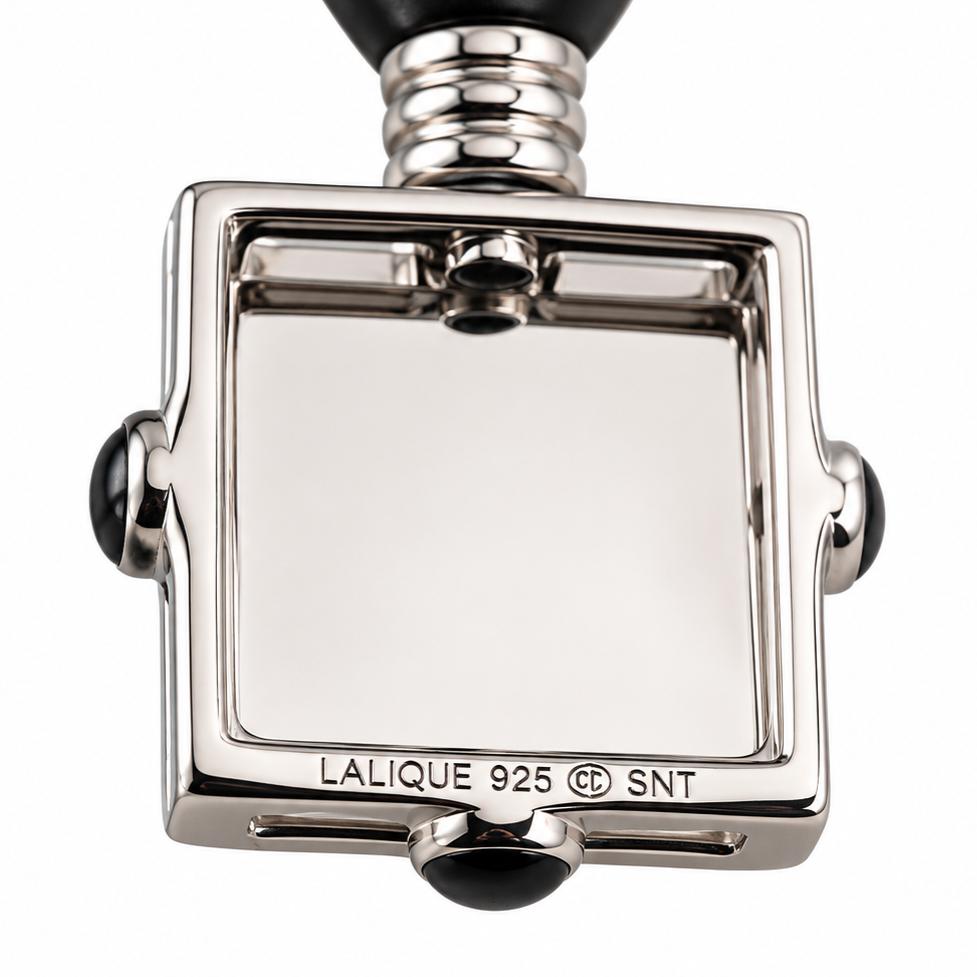 Lalique Arethuse Crystal Onyx Sterling Silver Dangle Clip Earrings 10445200
