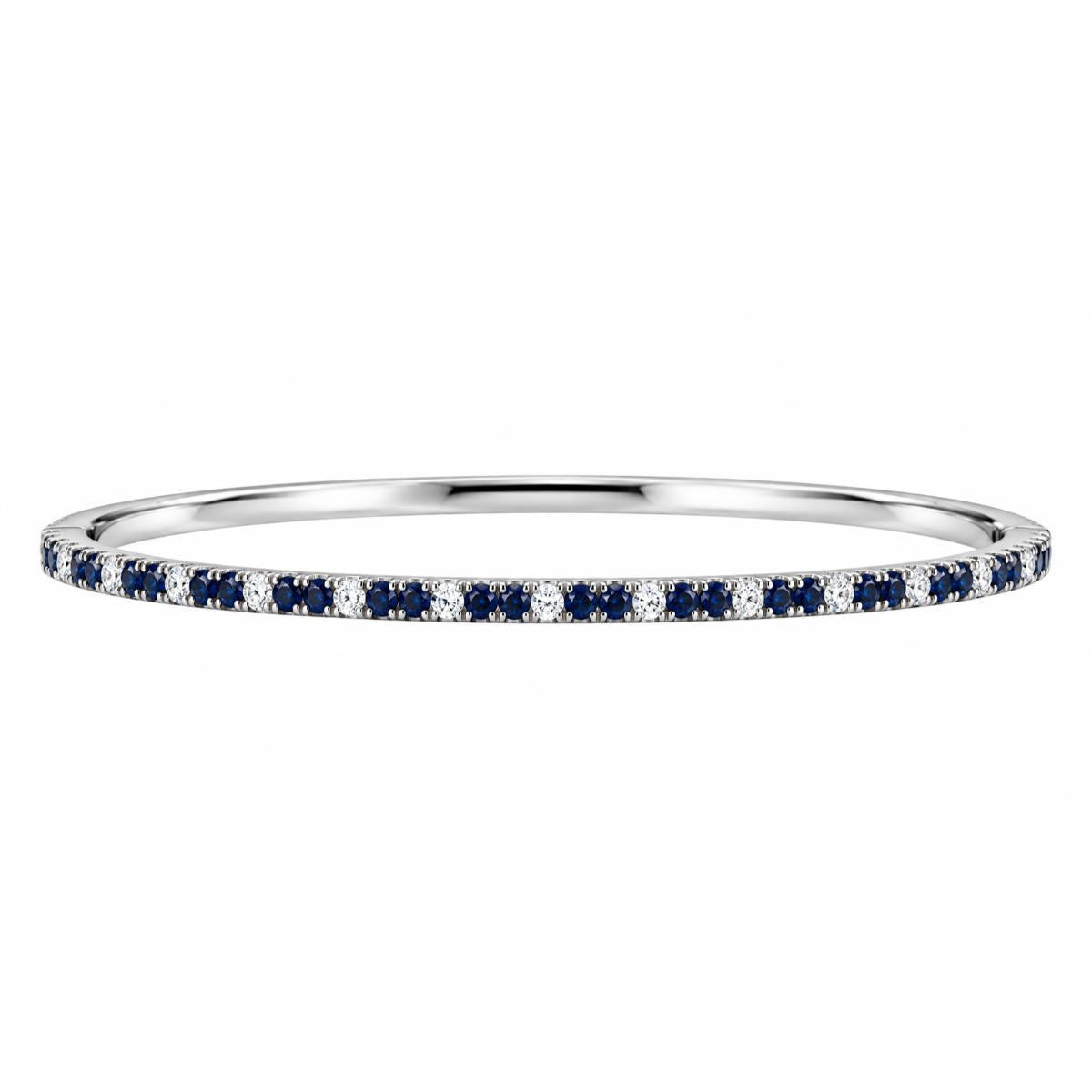 18k Gold Diamond Sapphire Bangle Bracelet