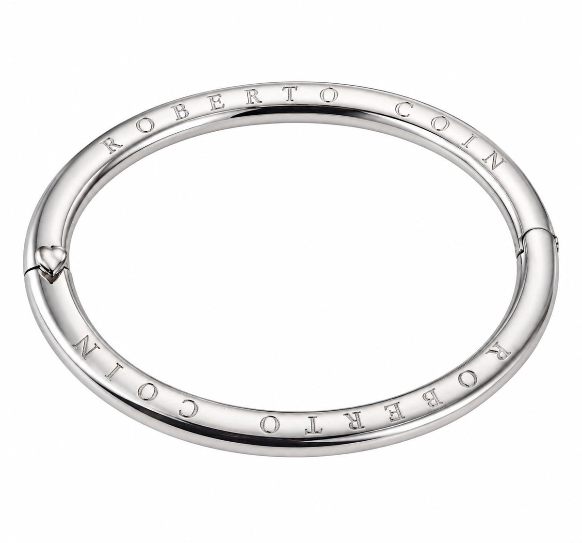 Roberto Coin Vintage White Gold Oval Engraved Hinged Bangle Bracelet