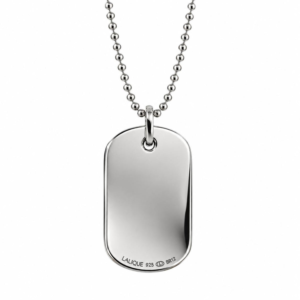 Lalique L'Homme Alpha Man Black Crystal Sterling Tag Pendant Necklace 10683000