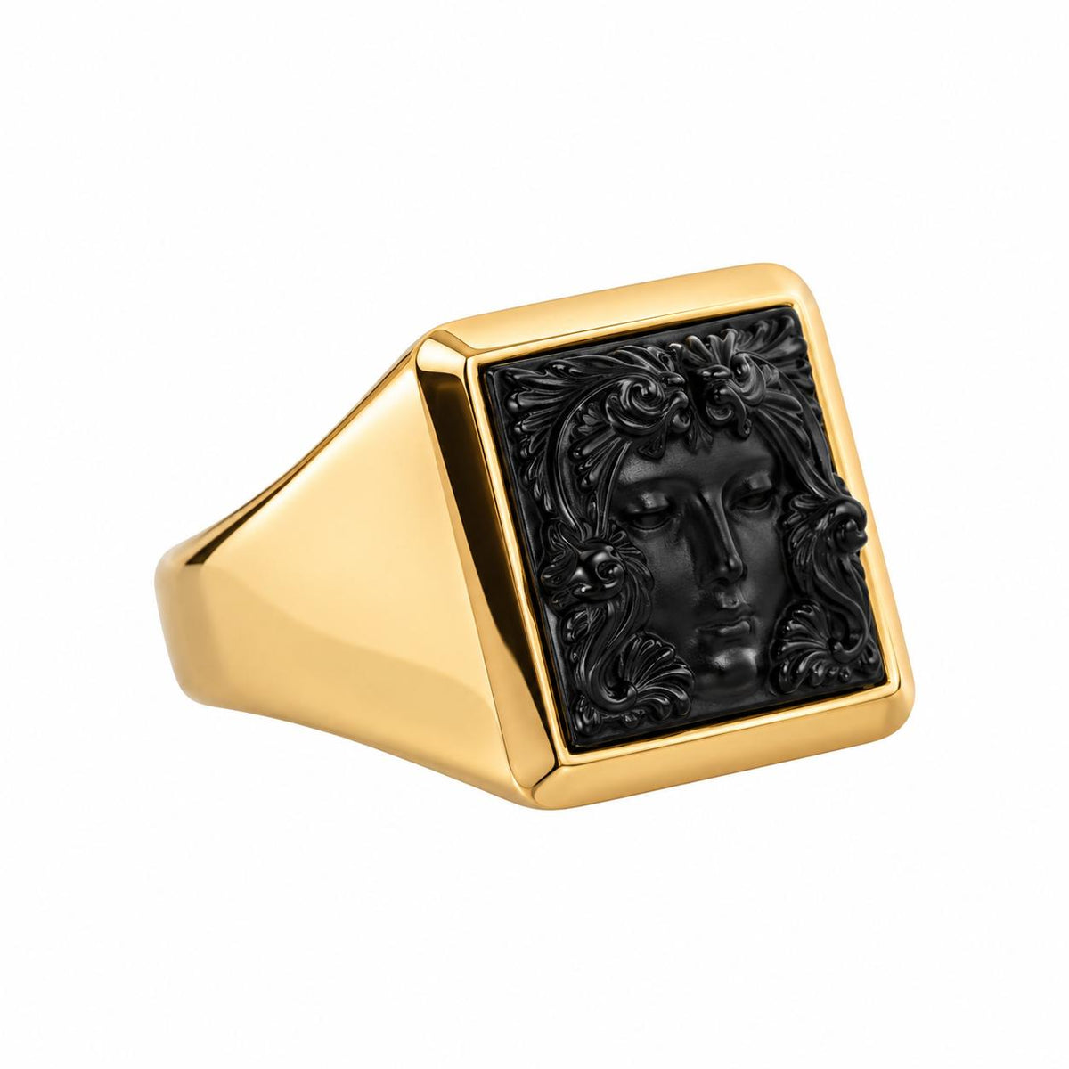 Lalique Arethuse Black Crystal Vermeil Silver Signet Ring 10697300
