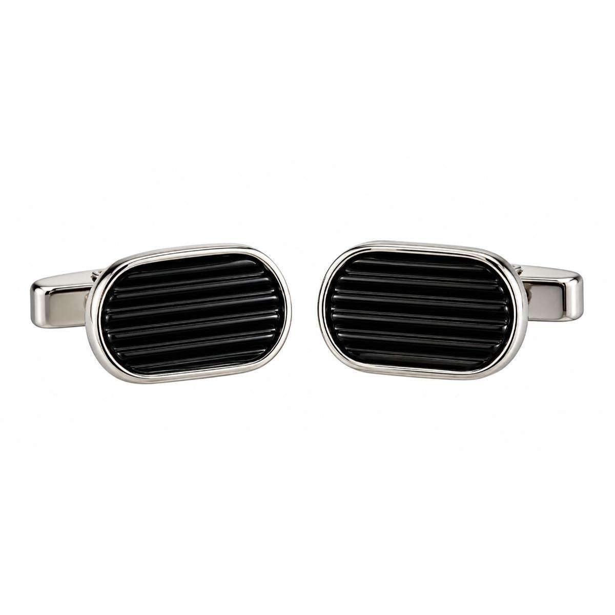 Lalique L'Homme Alpha Man Black Crystal Palladium Cufflinks 10683500
