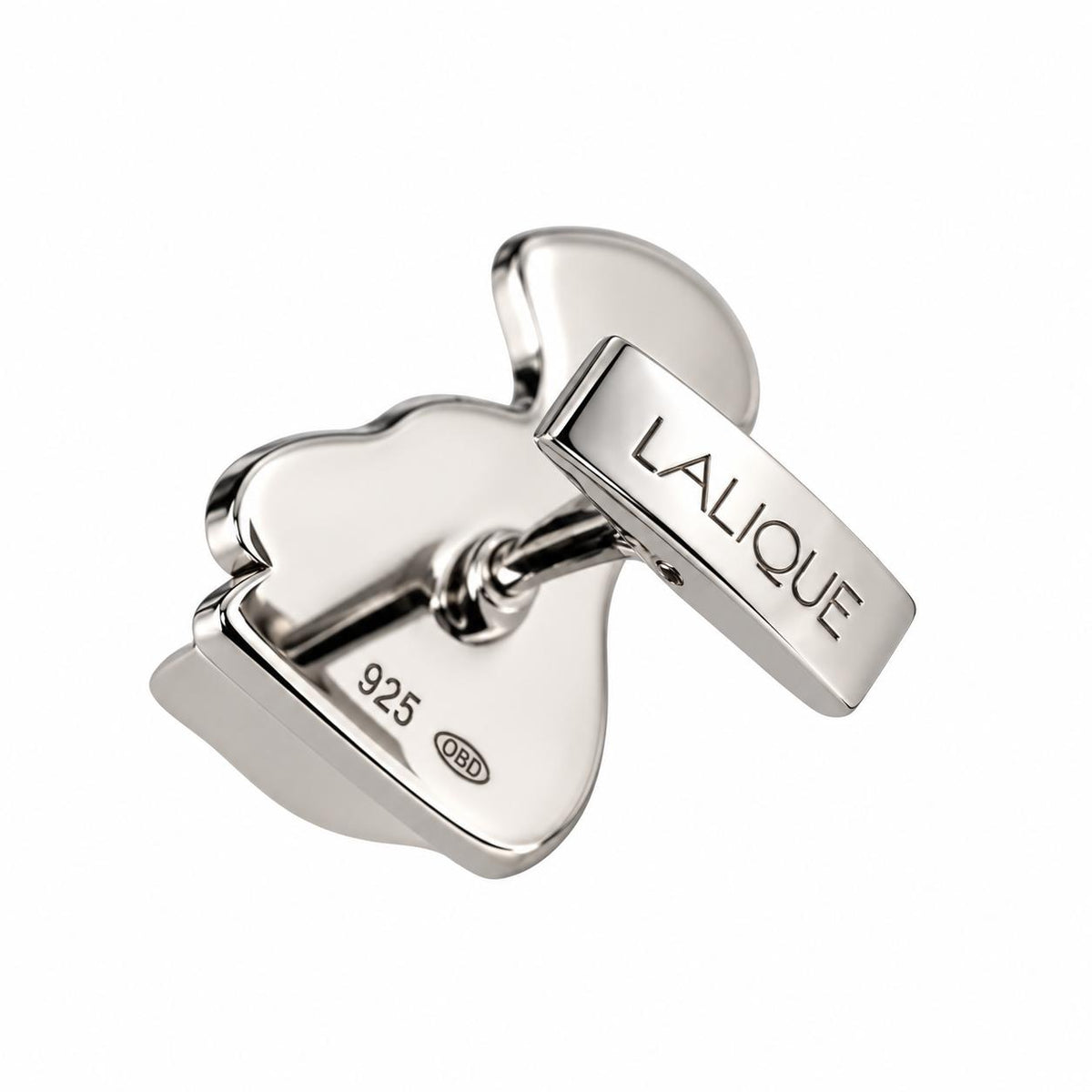 Lalique Paon Mascottes Peacock White Crystal Sterling Silver Cufflinks 10388200