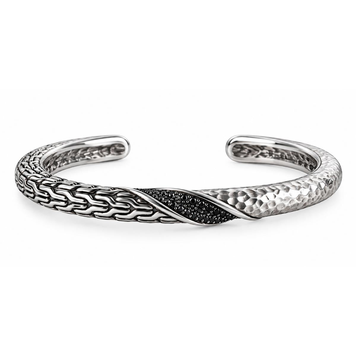 John Hardy Black Sapphire Sterling Silver Cuff Bracelet Retail $1195