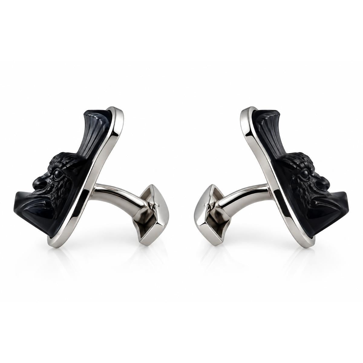 Lalique Paon Mascottes Peacock Blue Crystal Sterling Silver Cufflinks 10388300
