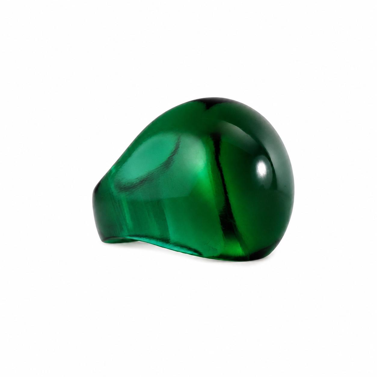 Lalique Cabochon Emerald Green Crystal Ring 6521000