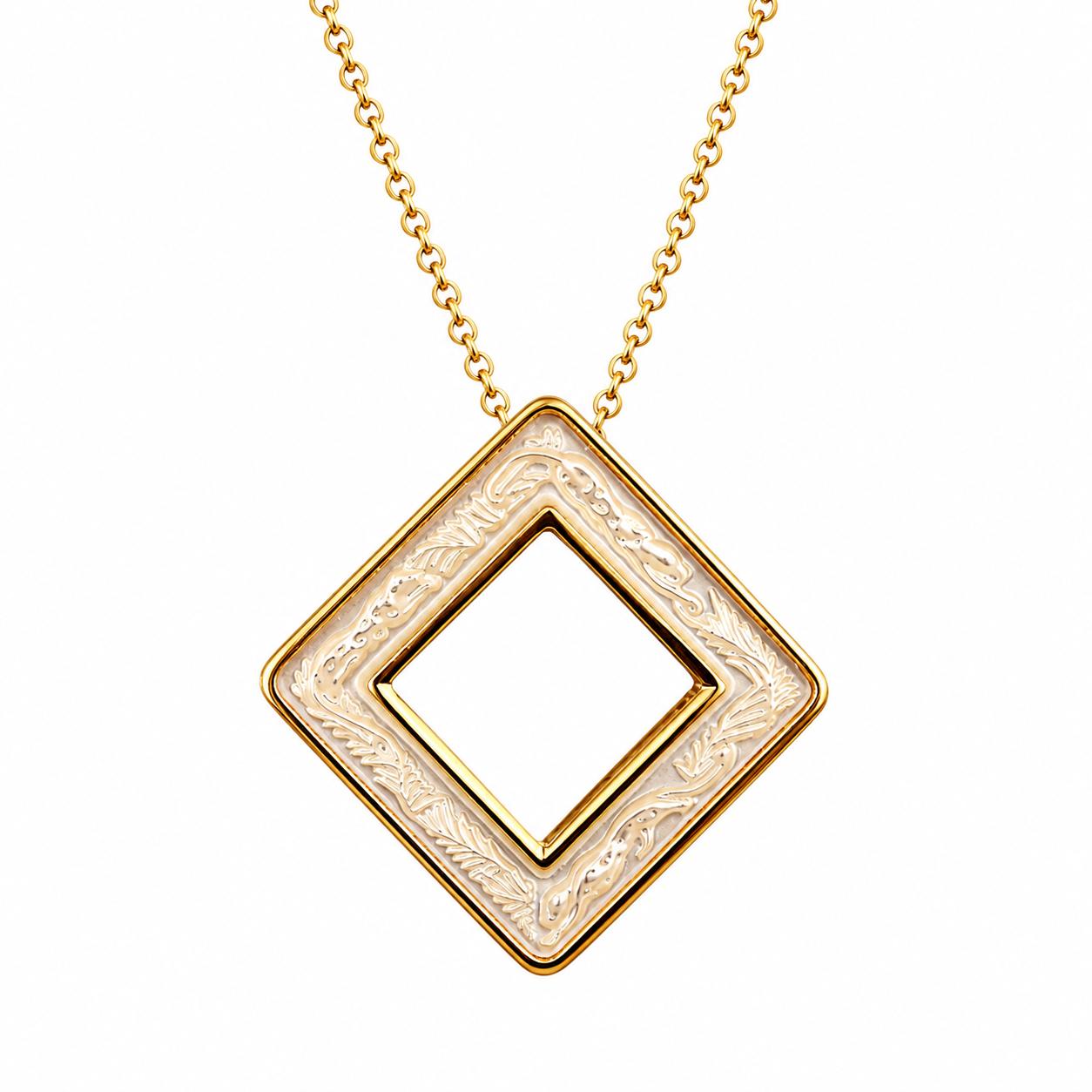 Lalique Losange Bacchantes Nudes Clear Crystal Gold Plated Necklace 10780500