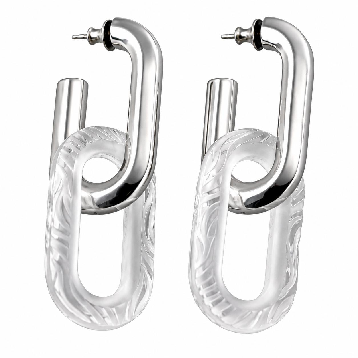 Lalique Emperiente Animale Sterling Silver Crystal Earrings 10769500