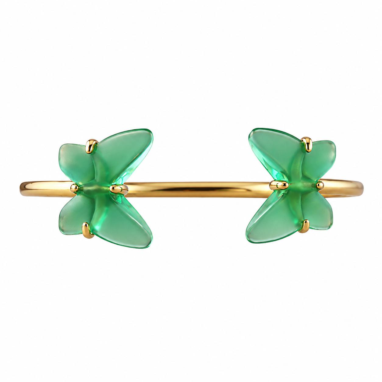 Lalique Papillon Green Crystal Gold Plated Butterfly Bracelet 10755100