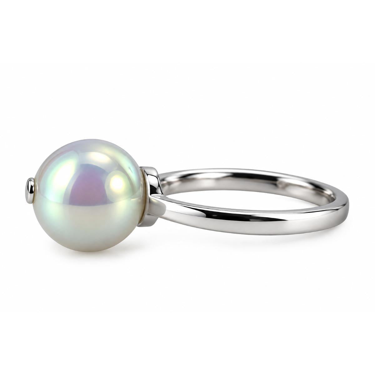 Lalique Charmante Iridescent Crystal Ball Sterling Silver Ring 10386600