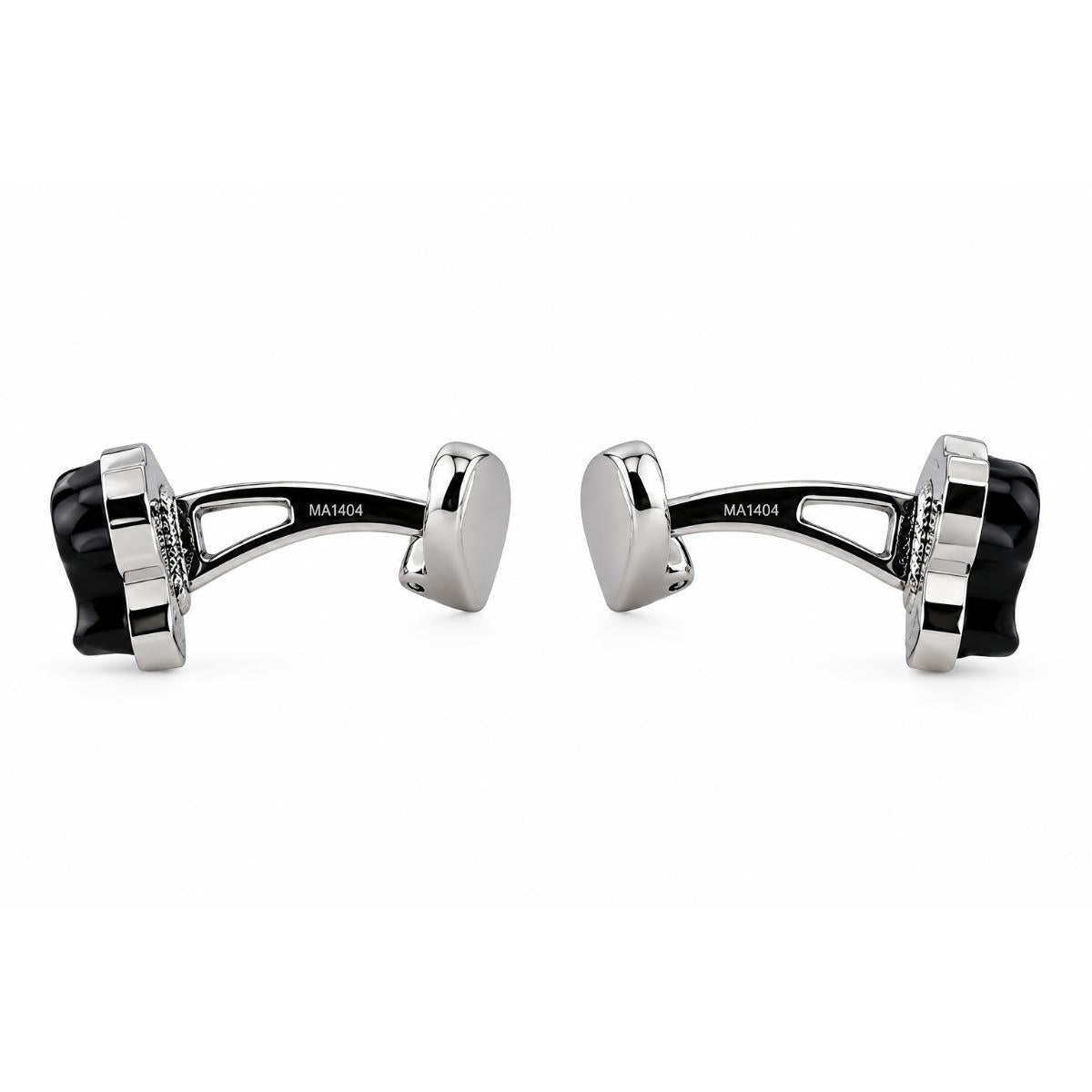 Lalique Victoire Mascottes Black Crystal Steel Cufflinks 10337300